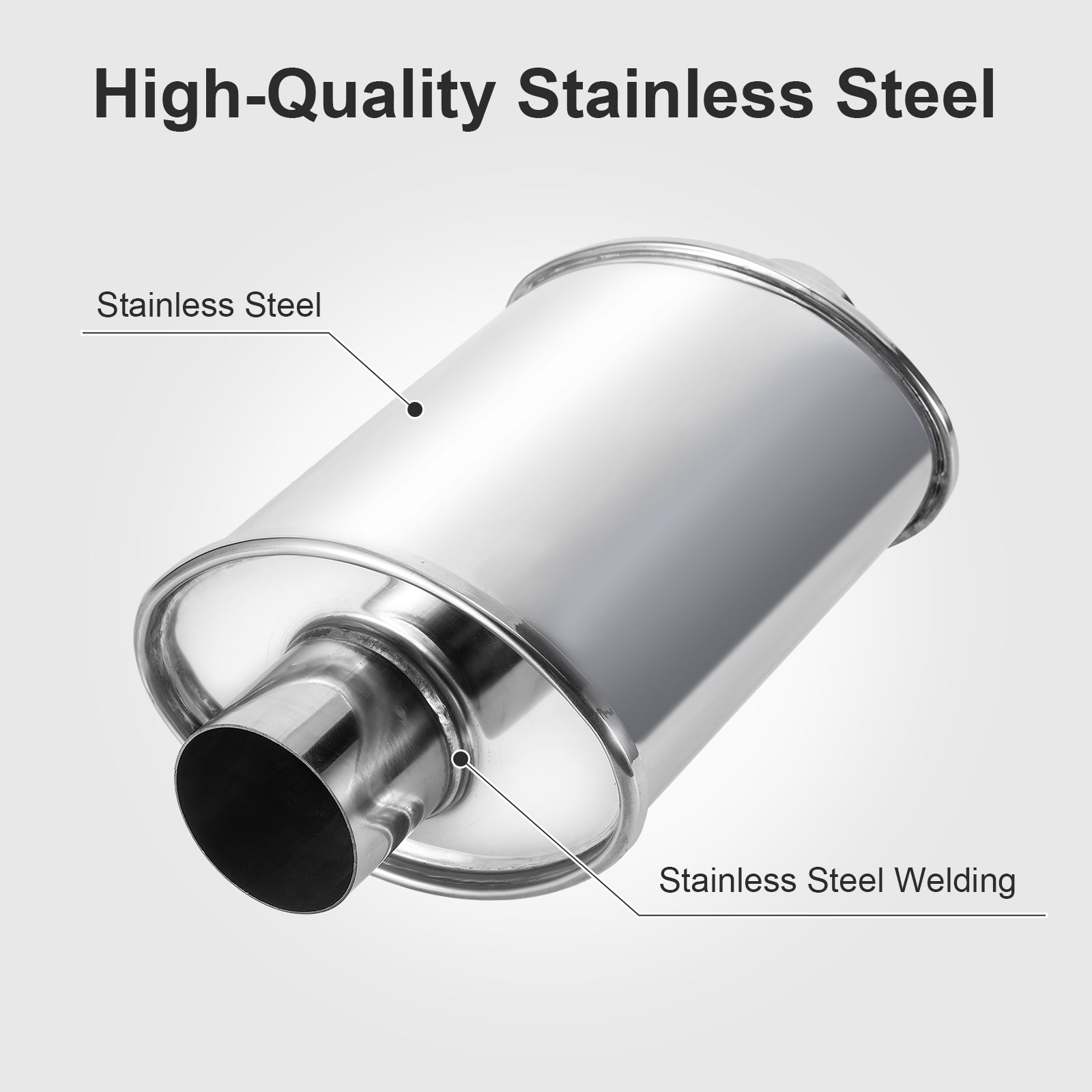 Polished Stainless Chambered Muffler – Compact Oval Body – 2.5", 3" (J Series)