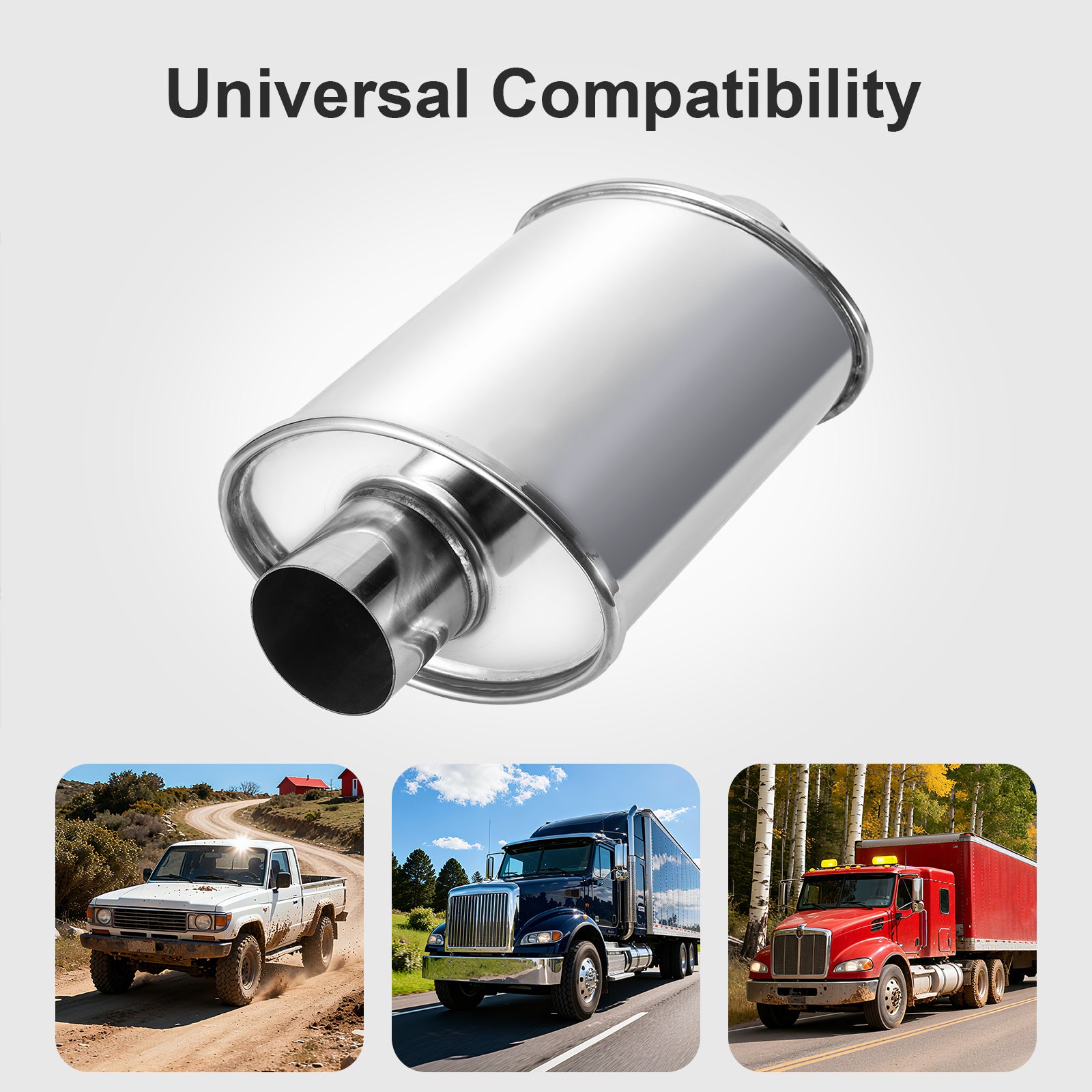 Polished Stainless Chambered Muffler – Compact Oval Body – 2.5", 3" (J Series)