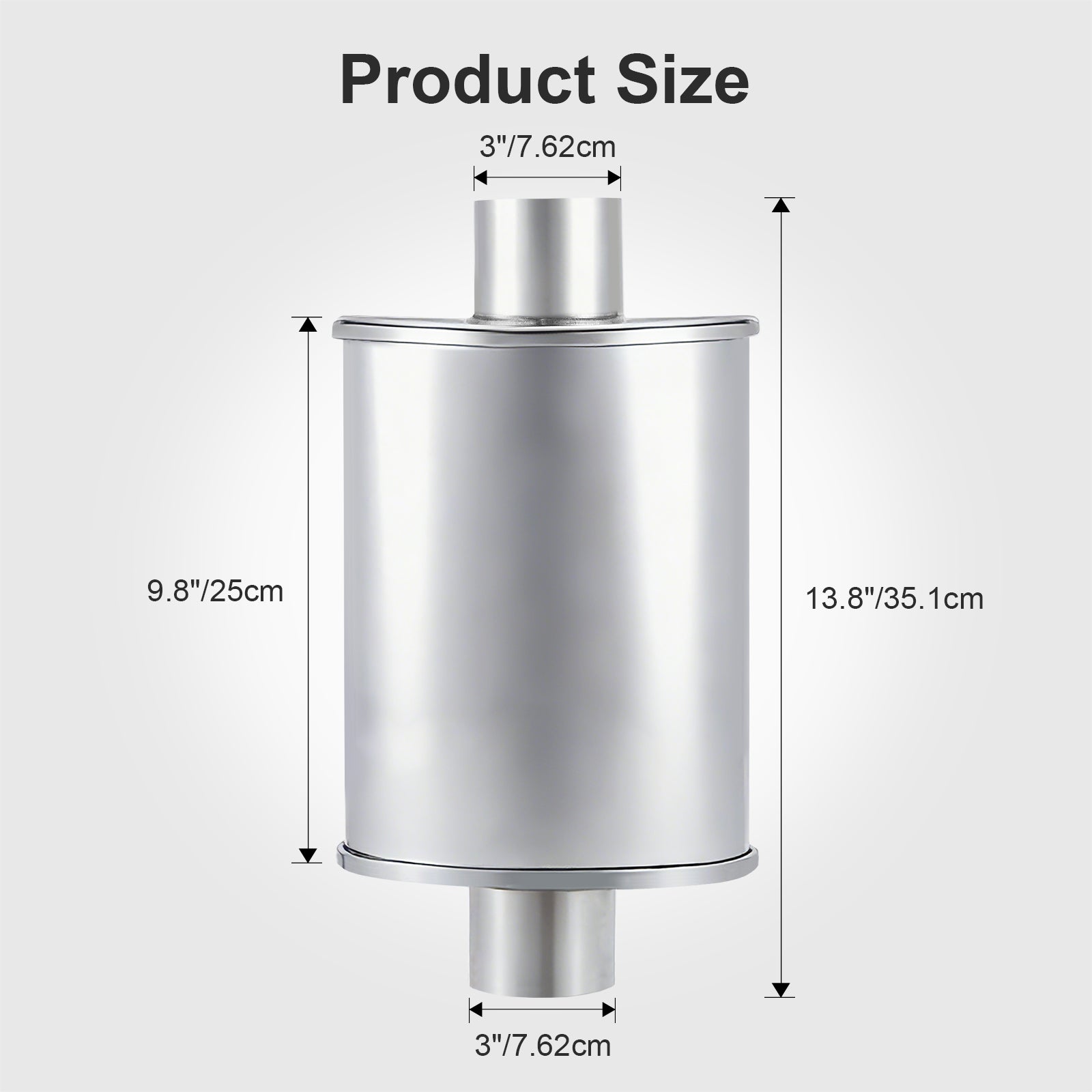 Polished Stainless Chambered Muffler – Compact Oval Body – 2.5", 3" (J Series)