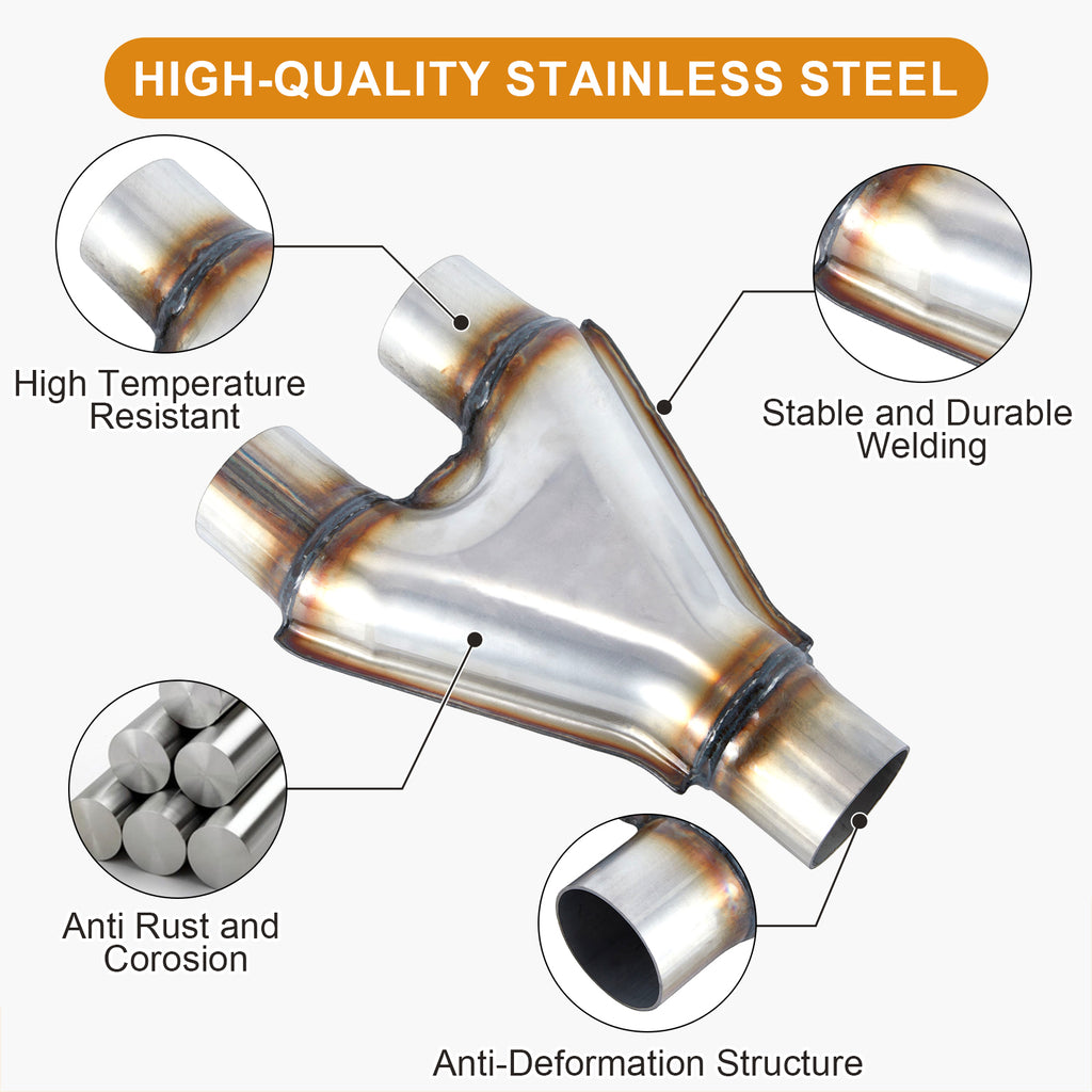 Stainless Y-Pipe Splitter – Single-In / Dual-Out – 12 Inlet→Outlet Configurations