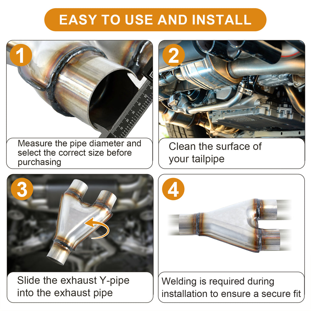 Stainless Y-Pipe Splitter – Single-In / Dual-Out – 12 Inlet→Outlet Configurations