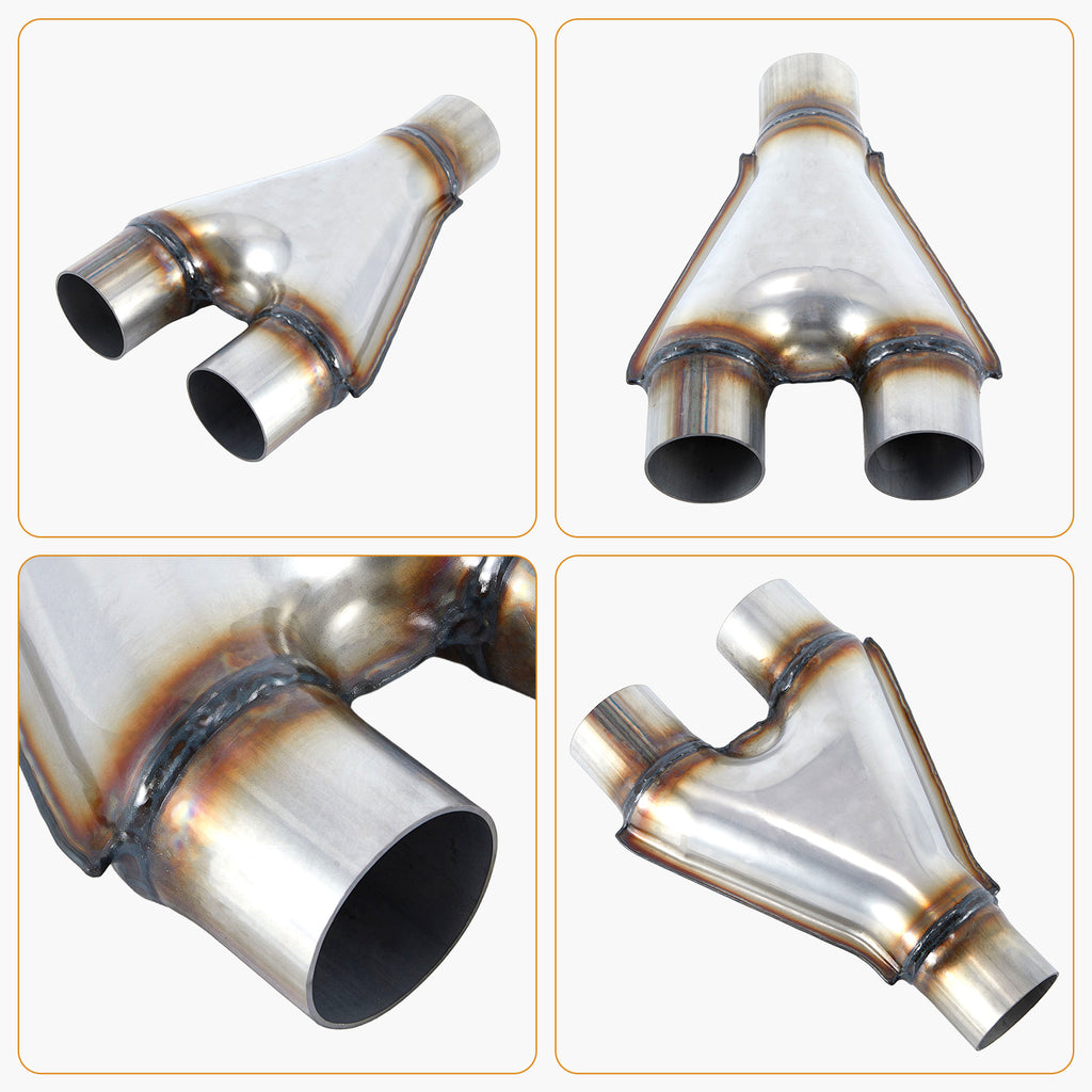 Stainless Y-Pipe Splitter – Single-In / Dual-Out – 12 Inlet→Outlet Configurations