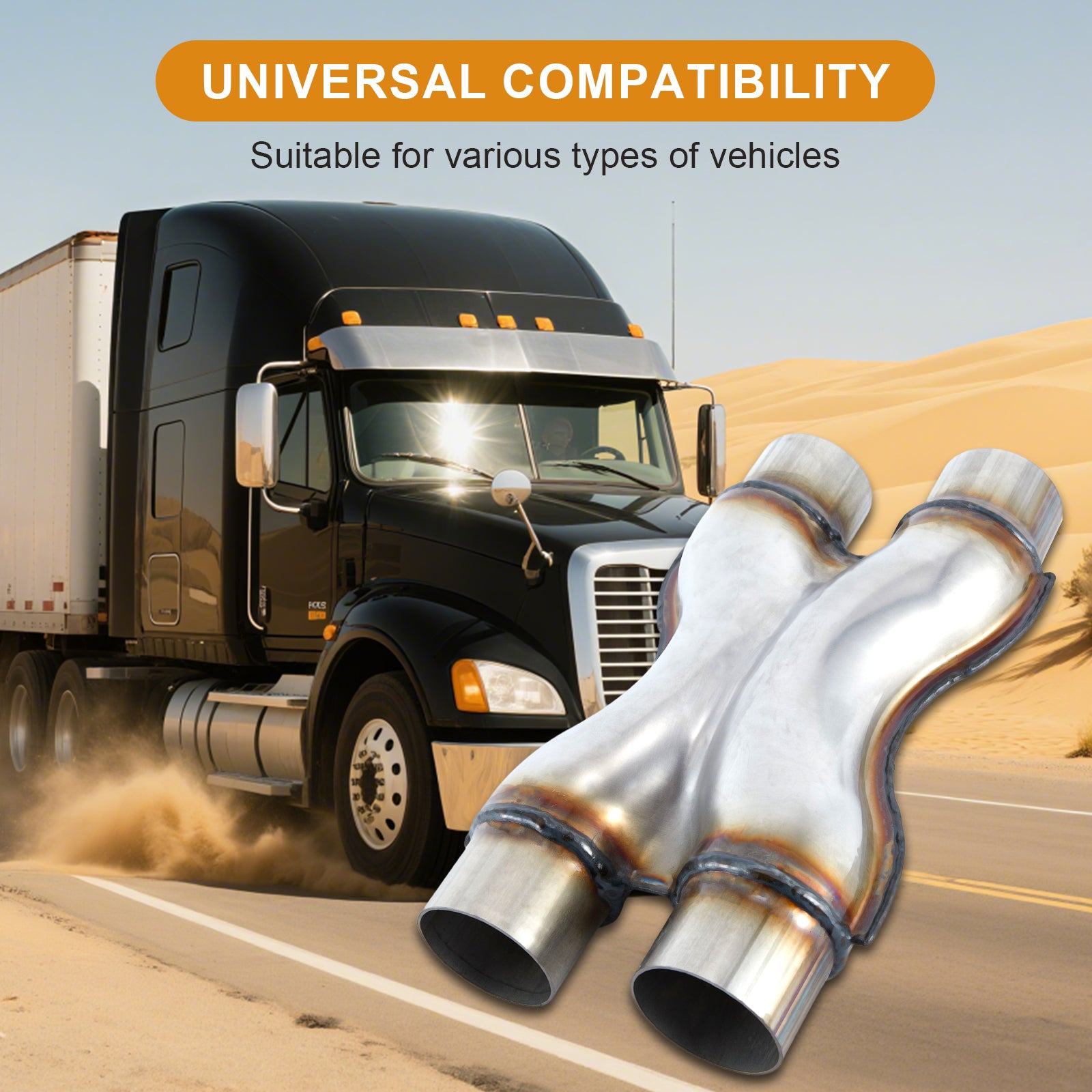Stainless X-Pipe Crossover – Dual Inlet / Dual Outlet – 2.25", 2.5", 3"