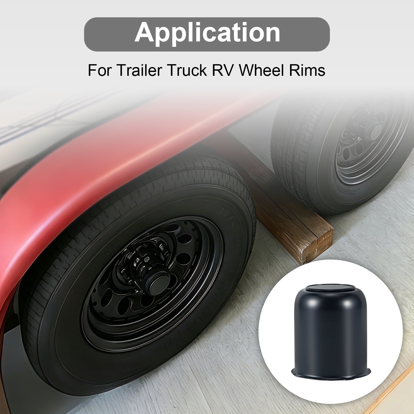 Matte Black Push-On Axle Nut Cover – Squat Dome – 3.62" × 3.19" (LT7 BK)