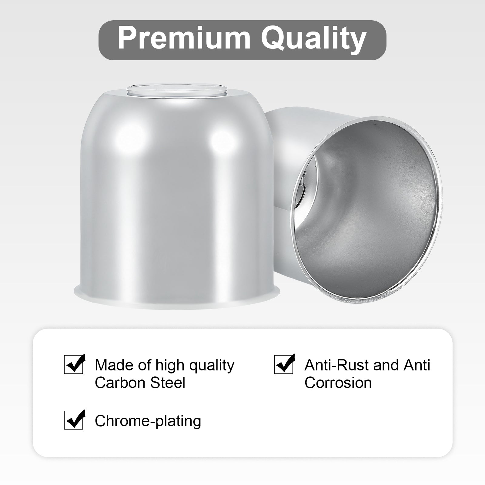Push-On Axle Nut Cover – Dome Cylinder – 4.29" × 4.25" – Stainless or Black (LT8)