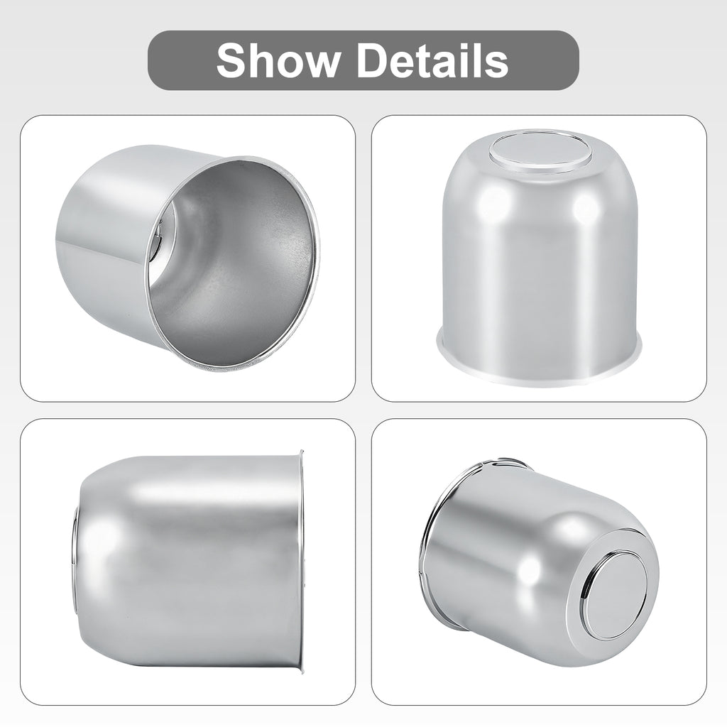 Push-On Axle Nut Cover – Dome Cylinder – 4.29" × 4.25" – Stainless or Black (LT8)