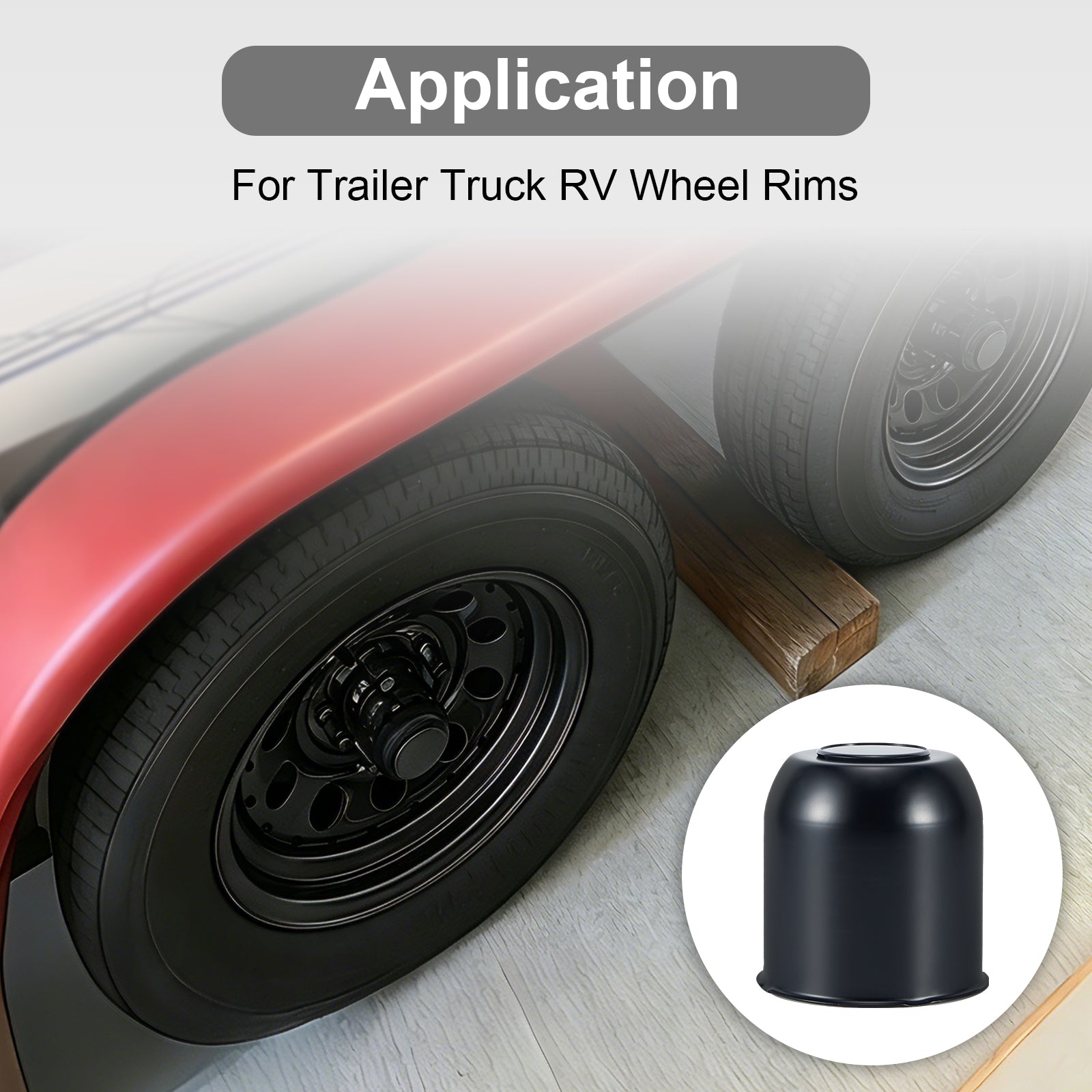 Push-On Axle Nut Cover – Dome Cylinder – 4.29" × 4.25" – Stainless or Black (LT8)