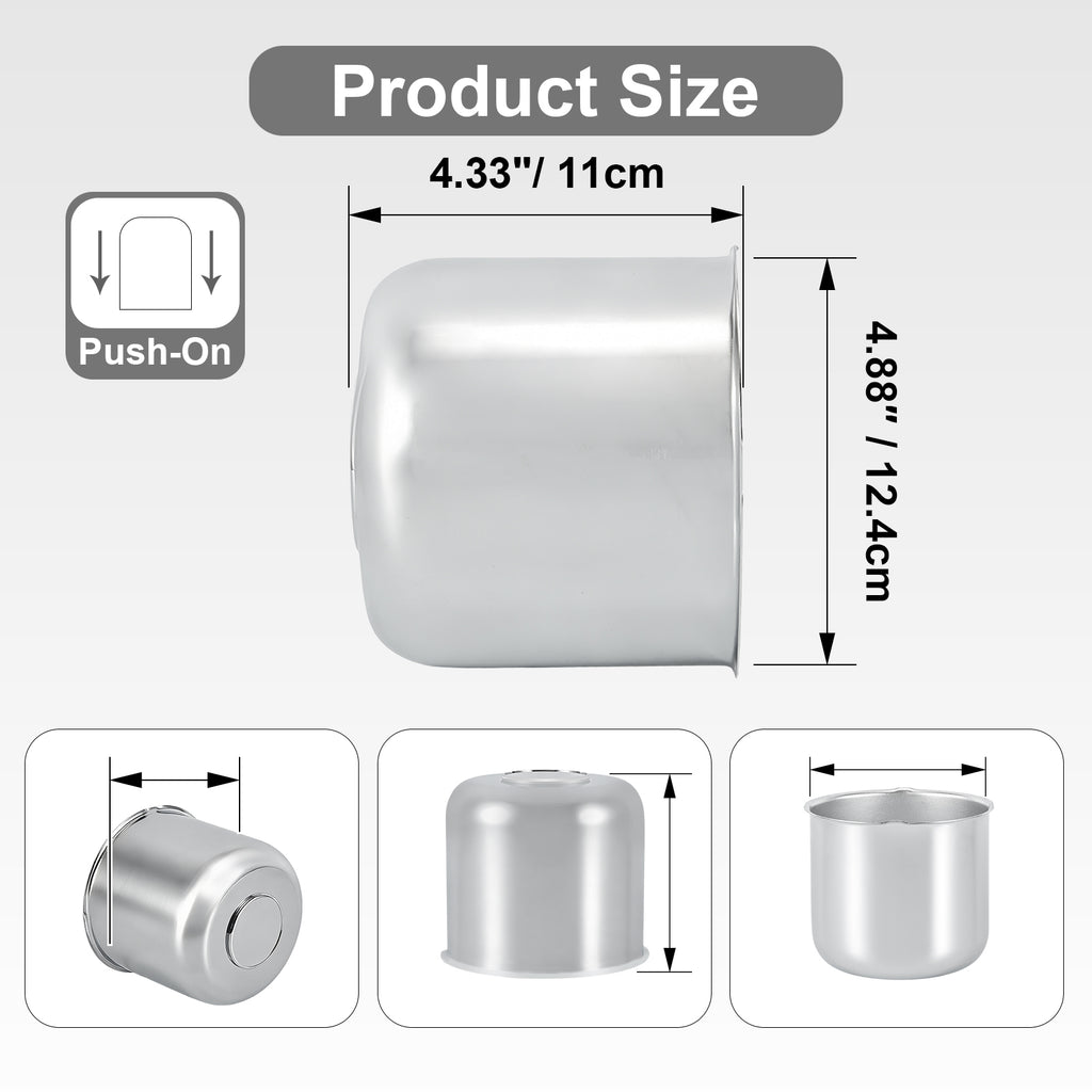 Chrome Push-On Axle Nut Cover – Tall Dome Cylinder – 4.33" × 4.88" (LT9)