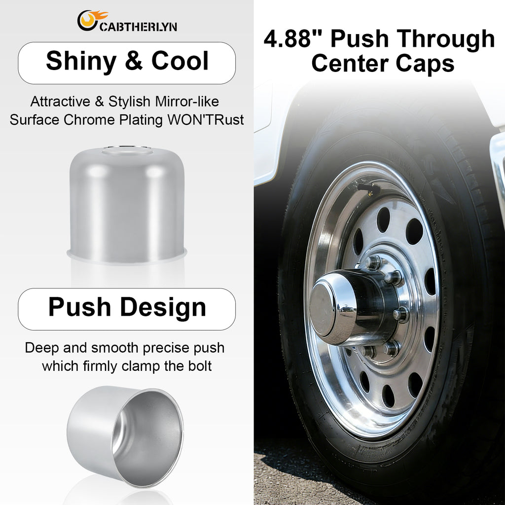 Chrome Push-On Axle Nut Cover – Tall Dome Cylinder – 4.33" × 4.88" (LT9)