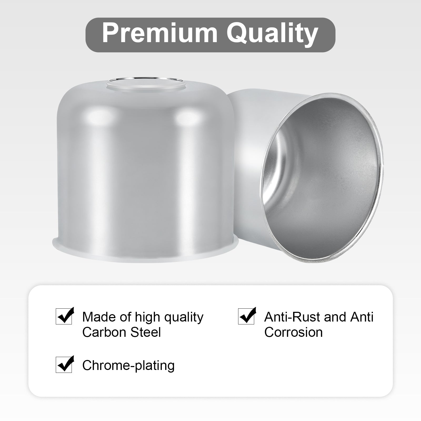 Chrome Push-On Axle Nut Cover – Tall Dome Cylinder – 4.33" × 4.88" (LT9)