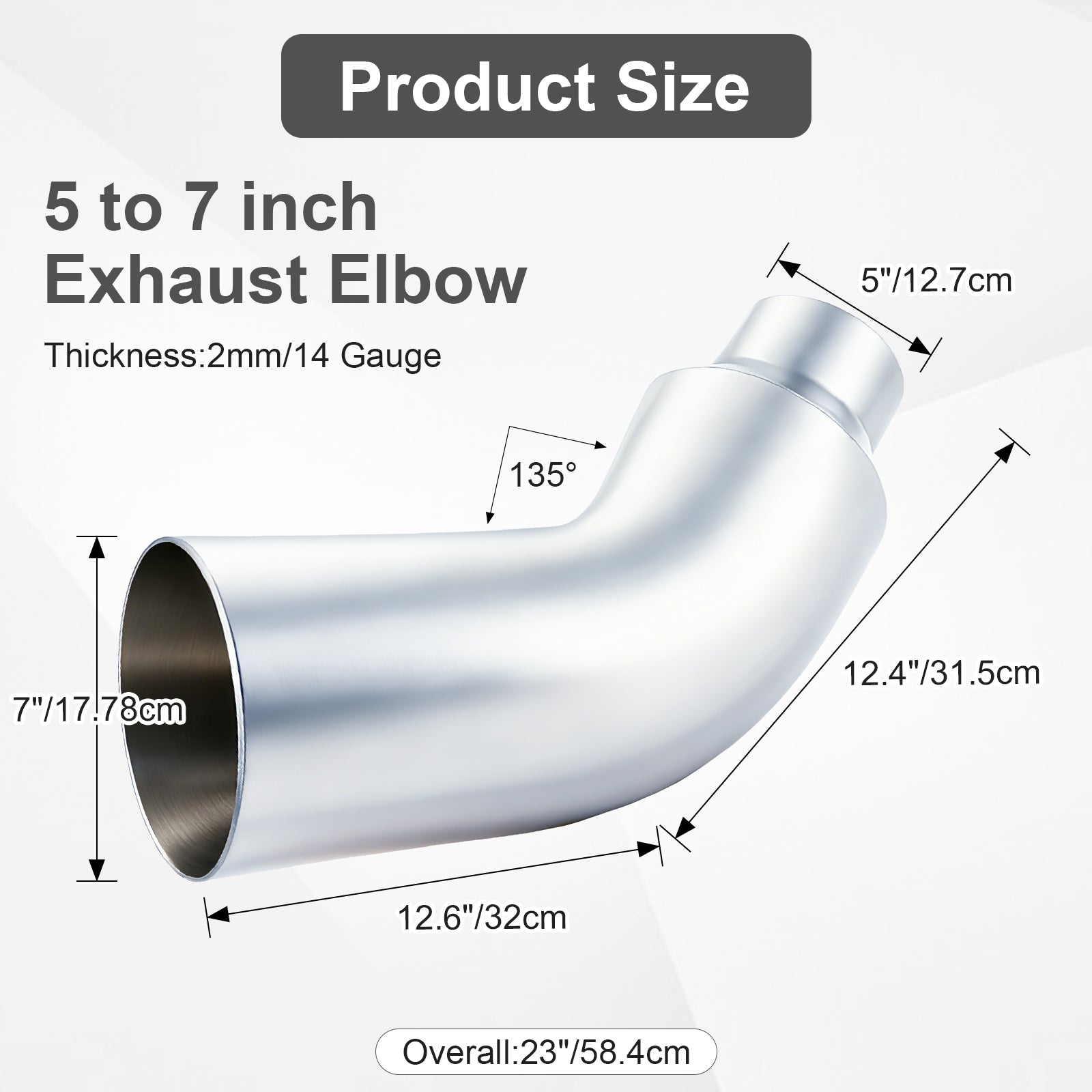 Chrome Bent Exhaust Adapter Tip – 5" Inlet – 6", 7", 8" Outlet