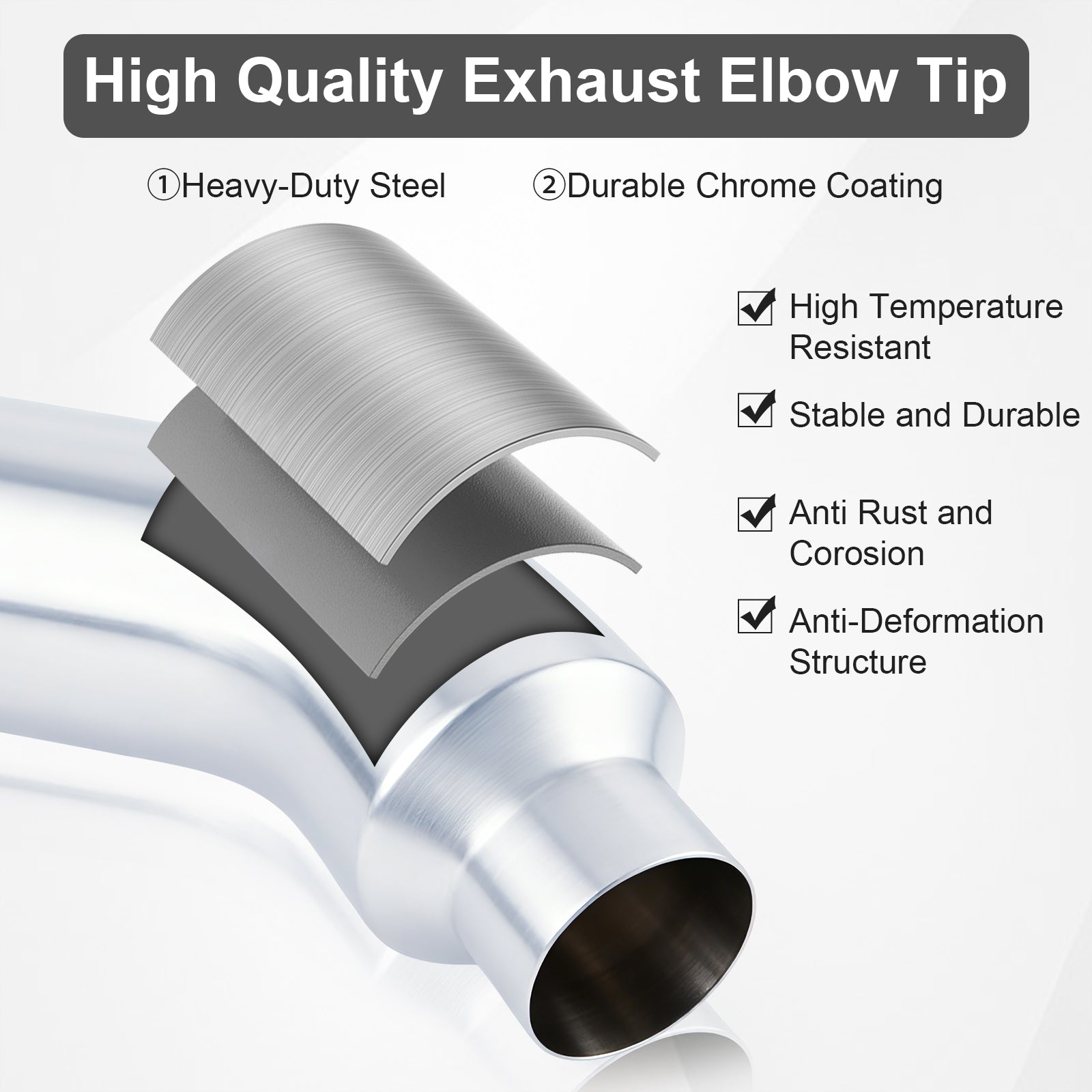 Chrome Bent Exhaust Adapter Tip – 5" Inlet – 6", 7", 8" Outlet