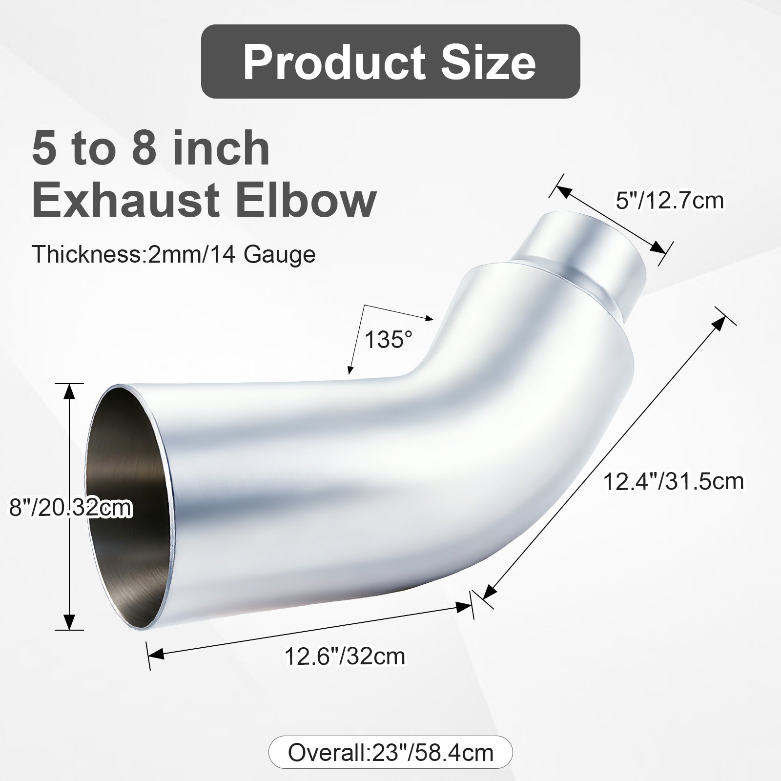 Chrome Bent Exhaust Adapter Tip – 5" Inlet – 6", 7", 8" Outlet
