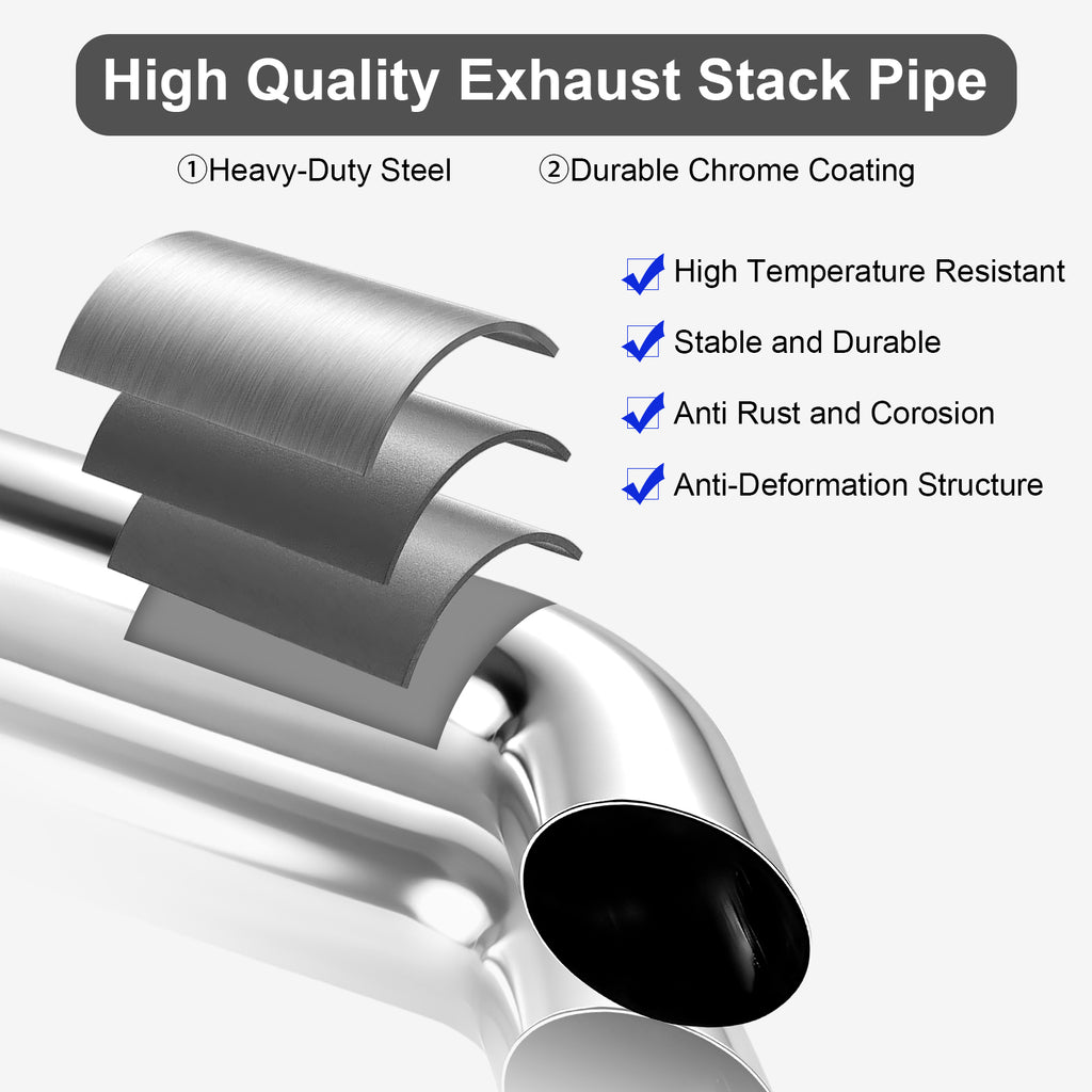 Chrome Curved Exhaust Stack – Flared Bottom – 36" – 5" and 6" Diameters