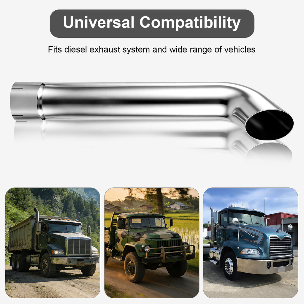 Chrome Curved Exhaust Stack – Flared Bottom – 36" – 5" and 6" Diameters