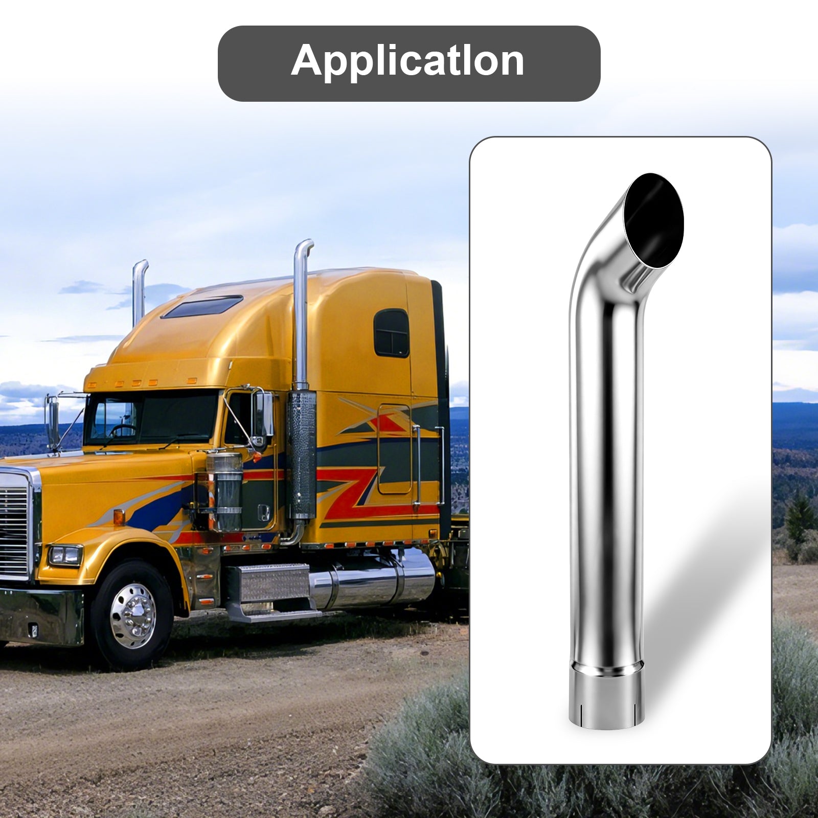 Chrome Curved Exhaust Stack – Flared Bottom – 36" – 5" and 6" Diameters