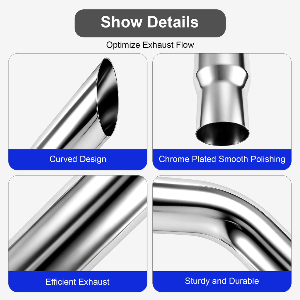 Chrome Exhaust Stack – Flat-Spade Top – 5" Diameter – 36" Length