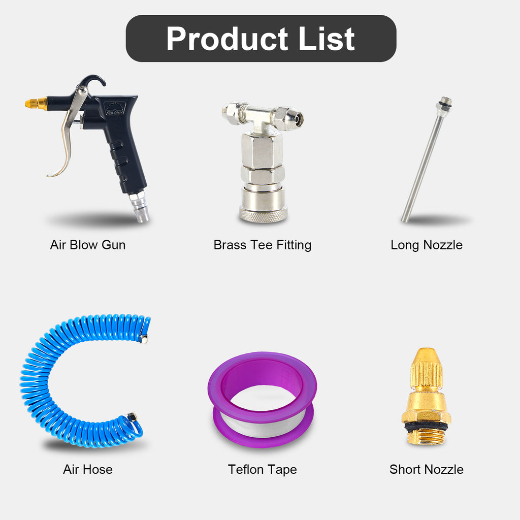 Blue Coiled Air Hose + Blow Gun Kit — Truck Air System (PL-AG1-BLUE-1)