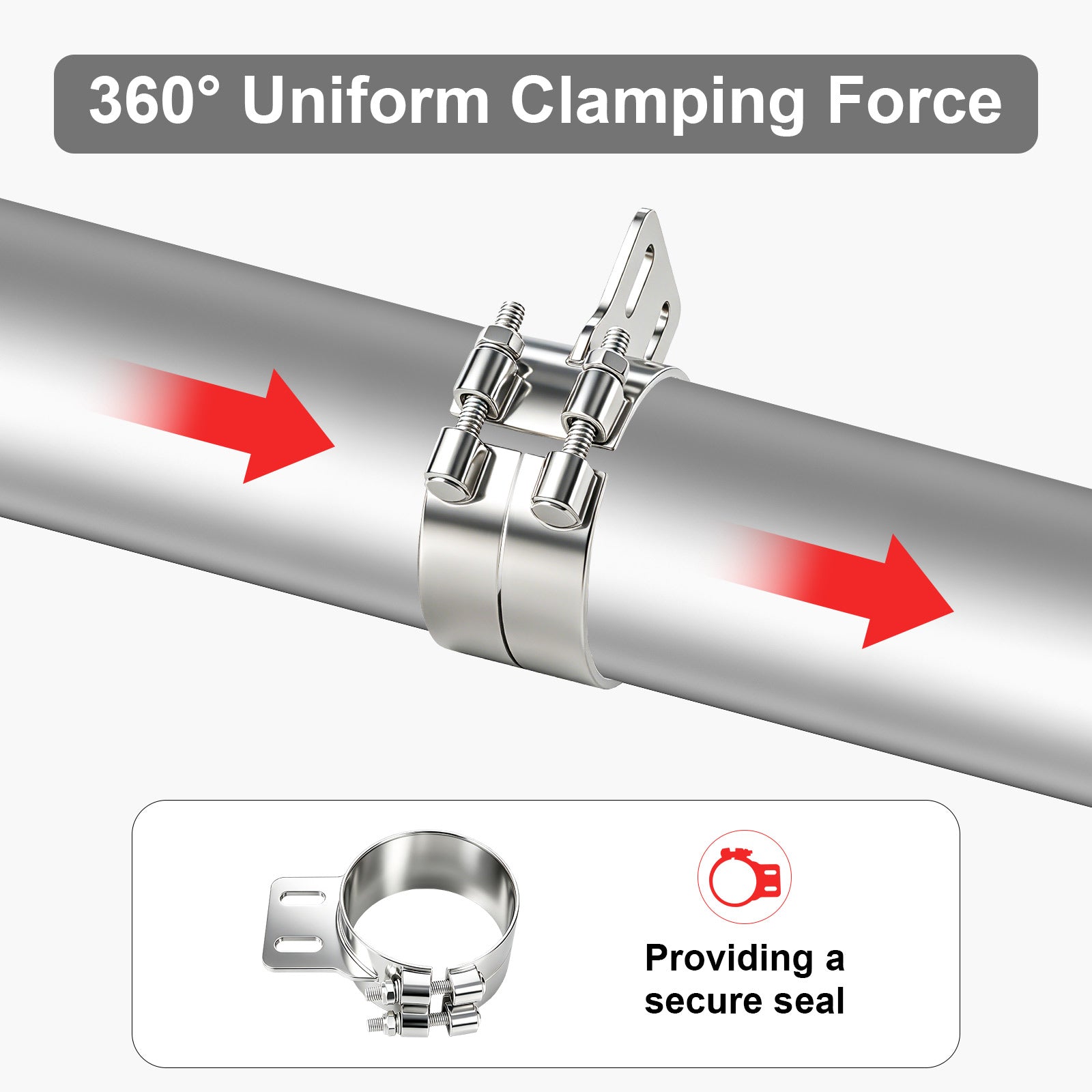 Chrome Exhaust Stack Clamp – 5" – With Mounting Bracket