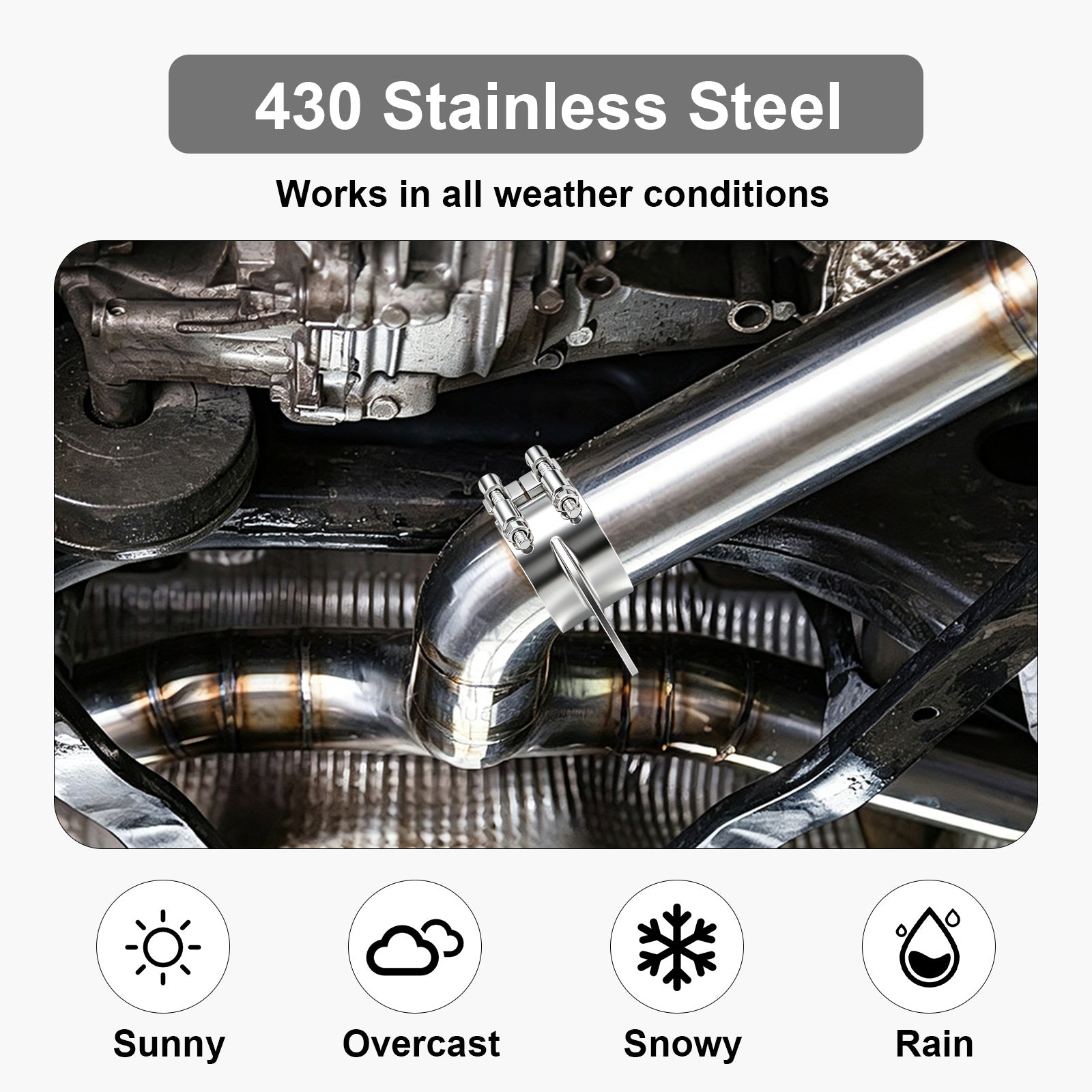 Chrome Exhaust Stack Clamp – 5" – With Mounting Bracket