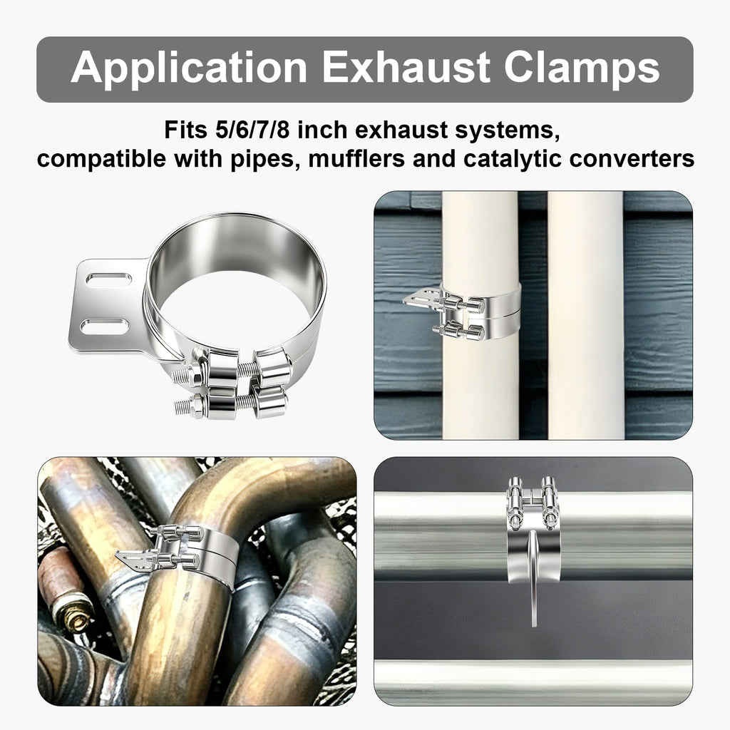Chrome Exhaust Stack Clamp – 5" – With Mounting Bracket