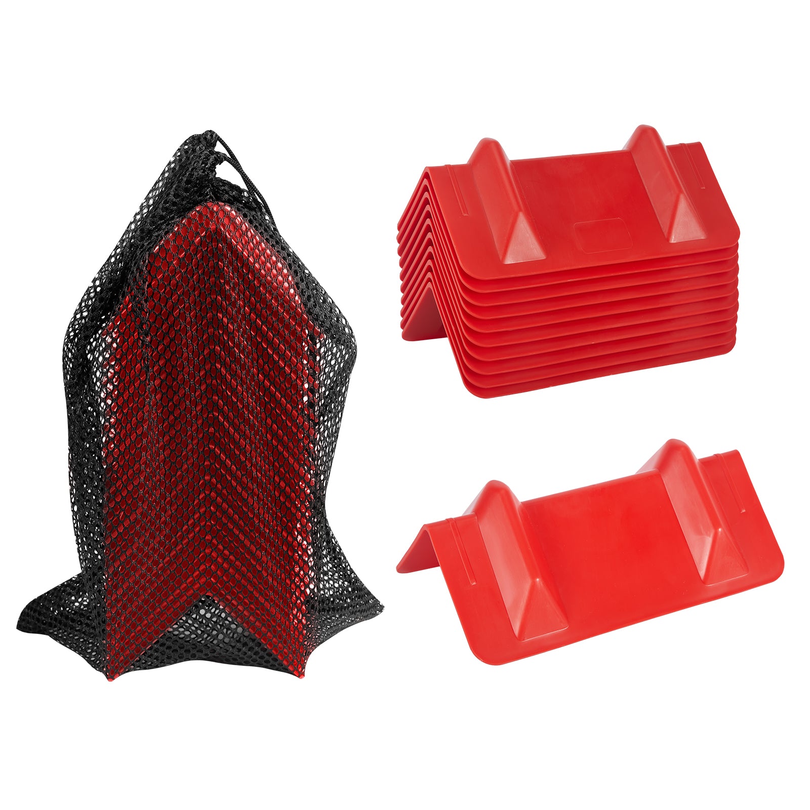 Rigid Deep-V Corner Protector — 10-Pack with Mesh Bag — Orange / Yellow / Red (PL-CP12)