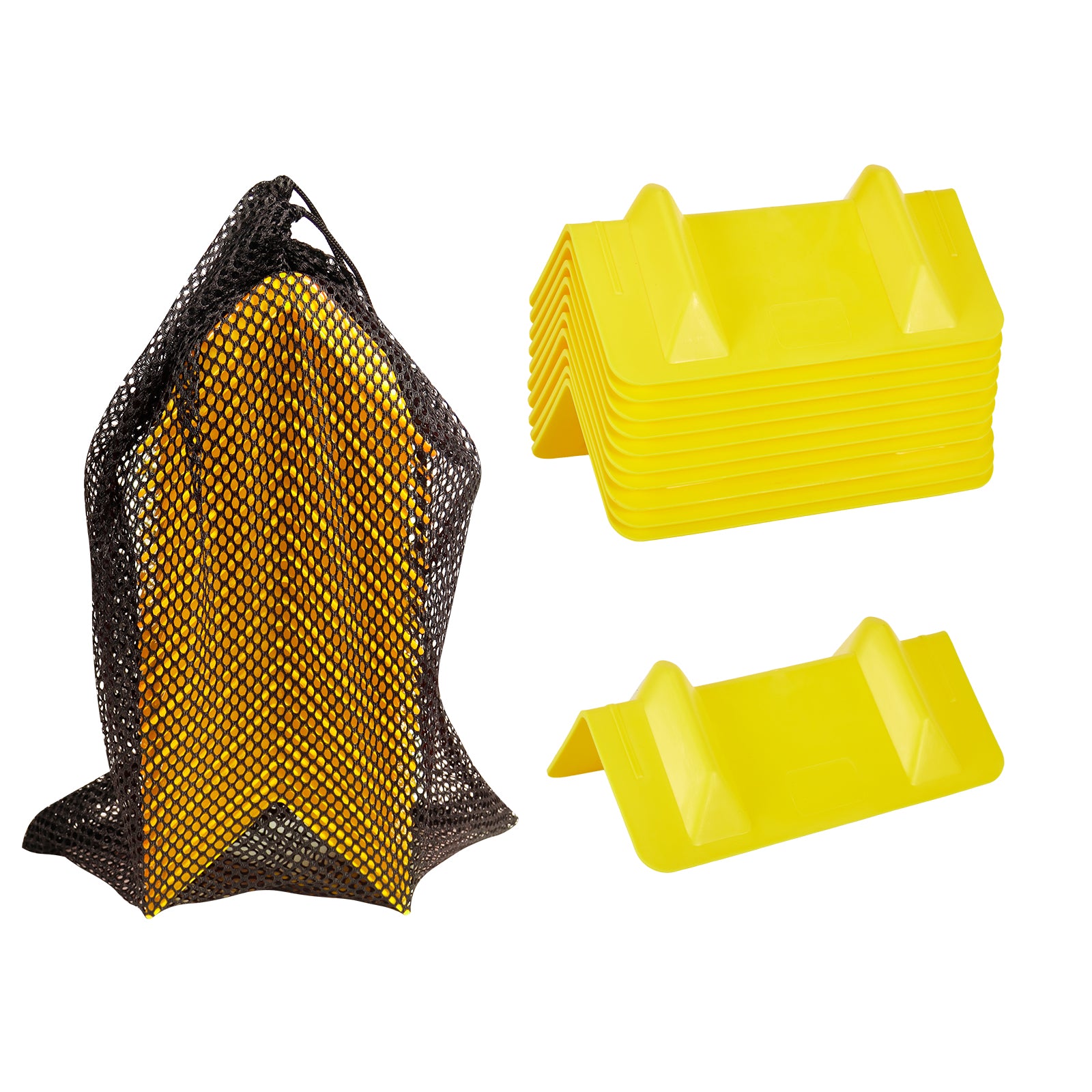 Rigid Deep-V Corner Protector — 10-Pack with Mesh Bag — Orange / Yellow / Red (PL-CP12)