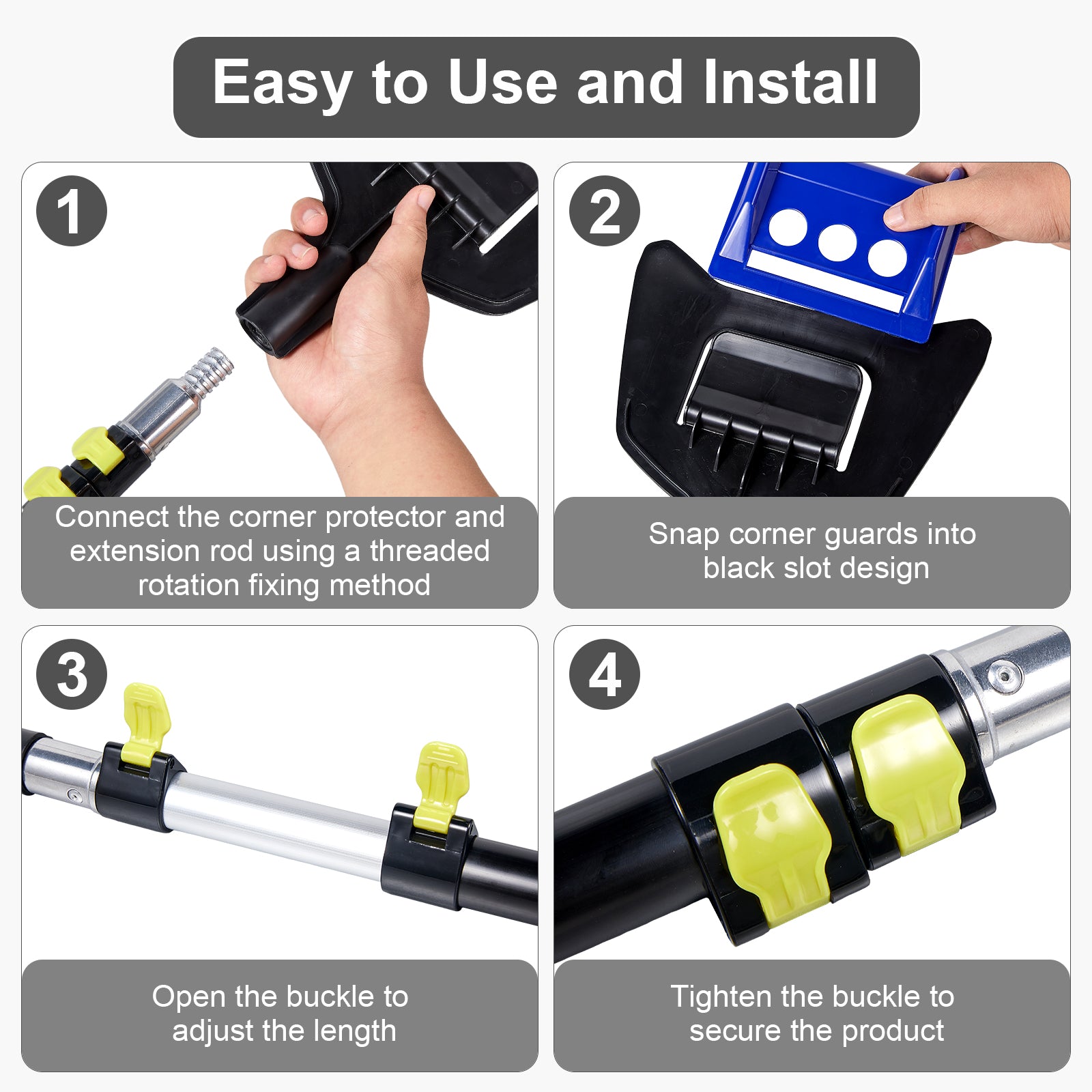 Telescoping Install Pole for Corner Protectors — Black / Green (PL-CPH01)