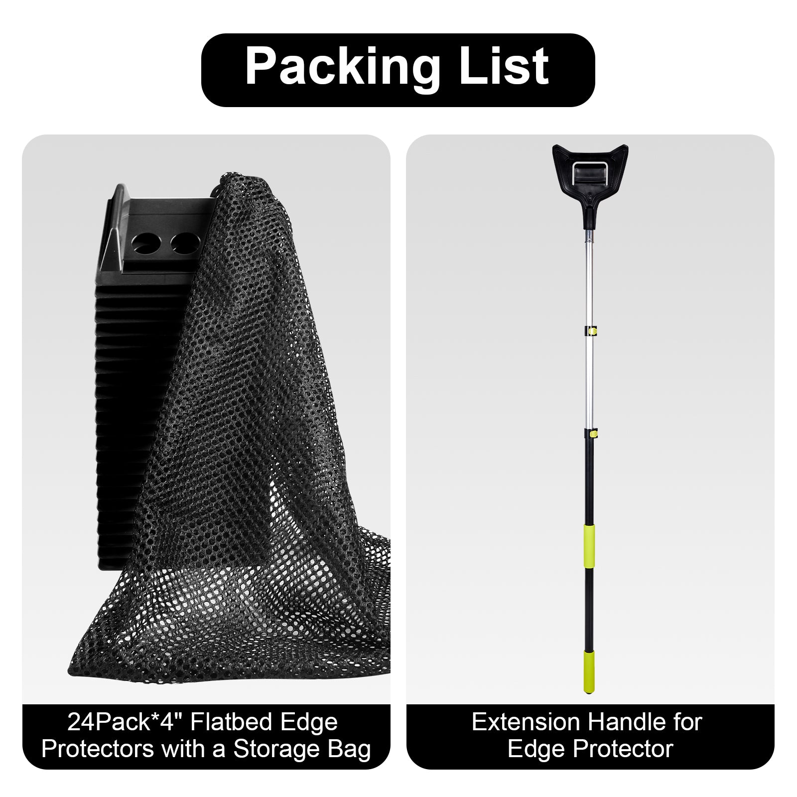 Corner Protector Kit with Telescoping Install Pole — 15 Corners + Mesh Bag + Pole — Yellow / Blue / Black / Orange / Red (PL-CPH01+SL-CA446)