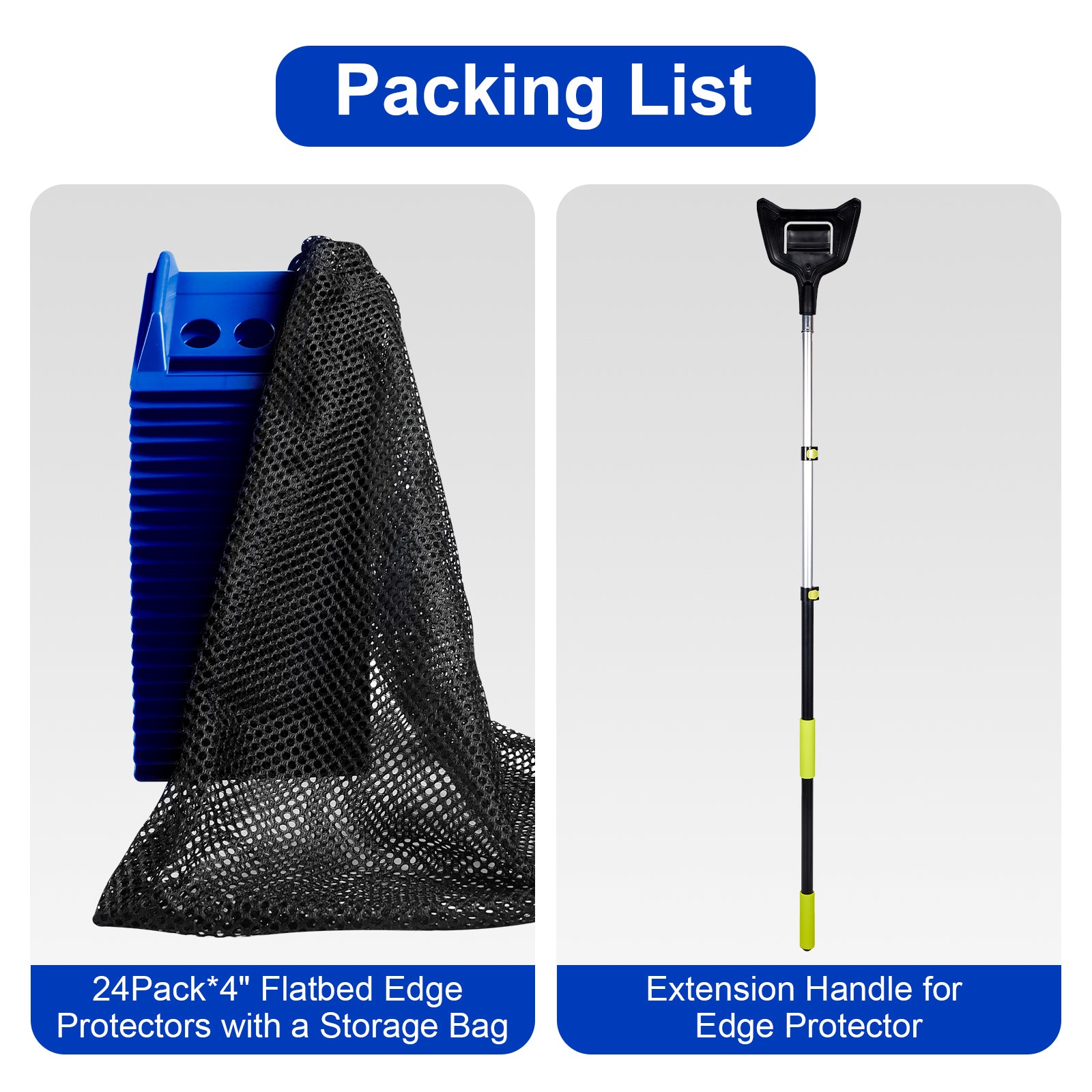 Corner Protector Kit with Telescoping Install Pole — 15 Corners + Mesh Bag + Pole — Yellow / Blue / Black / Orange / Red (PL-CPH01+SL-CA446)