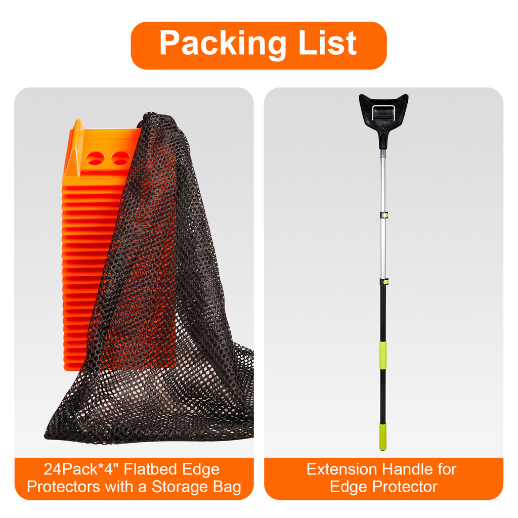 Corner Protector Kit with Telescoping Install Pole — 15 Corners + Mesh Bag + Pole — Yellow / Blue / Black / Orange / Red (PL-CPH01+SL-CA446)