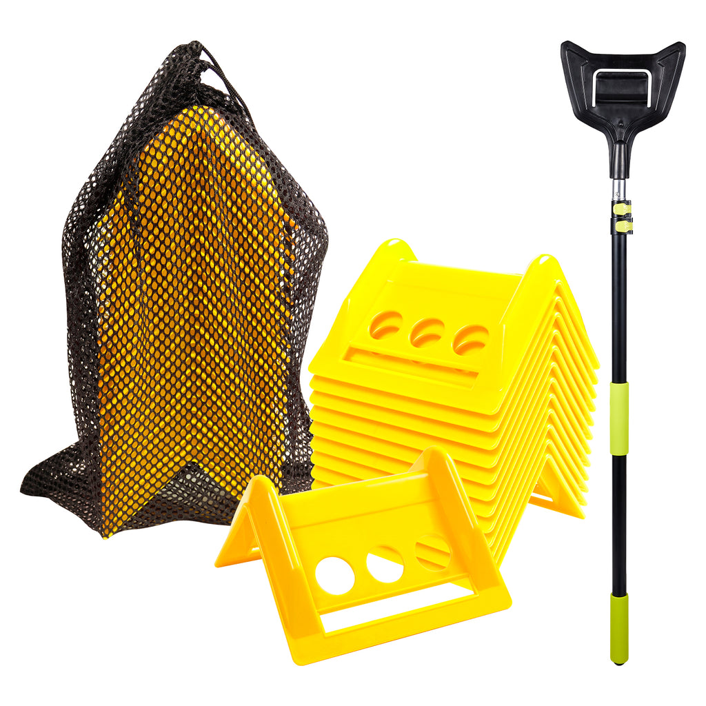 Corner Protector Kit with Telescoping Install Pole — 15 Corners + Mesh Bag + Pole — Yellow / Blue / Black / Orange / Red (PL-CPH01+SL-CA446)