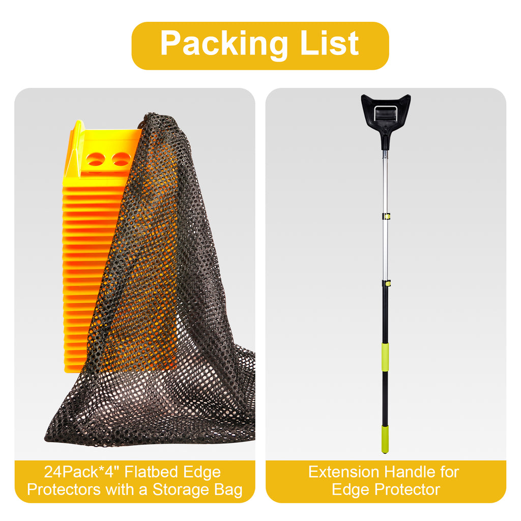 Corner Protector Kit with Telescoping Install Pole — 15 Corners + Mesh Bag + Pole — Yellow / Blue / Black / Orange / Red (PL-CPH01+SL-CA446)
