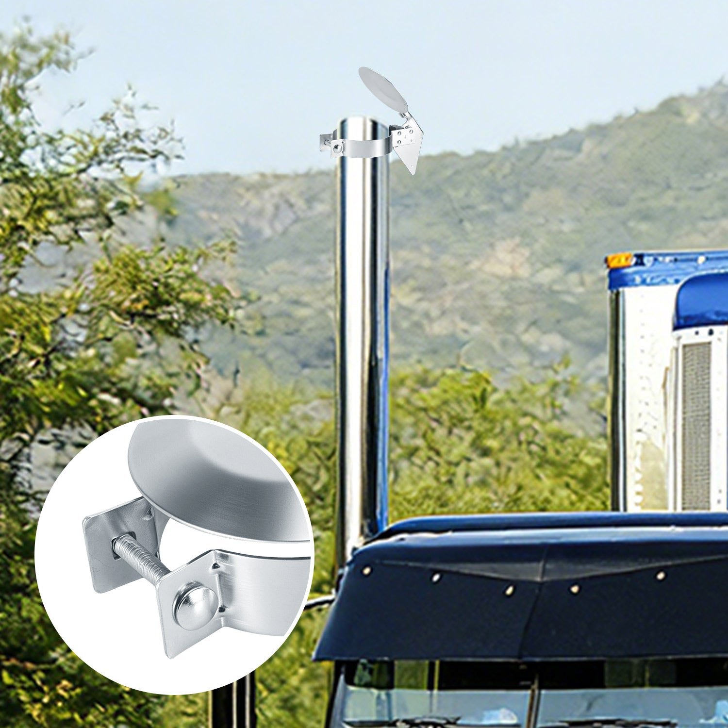 Chrome Truck Exhaust Rain Cap – Spring-Hinge – 4", 5", 6" Diameters