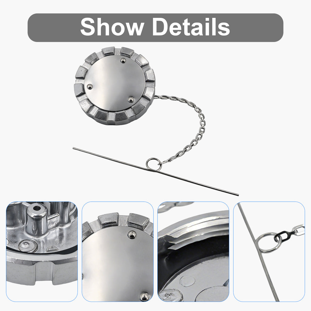 Fuel Tank Cap — Diesel Push-Turn, Chrome with Chain (PL-L1A)