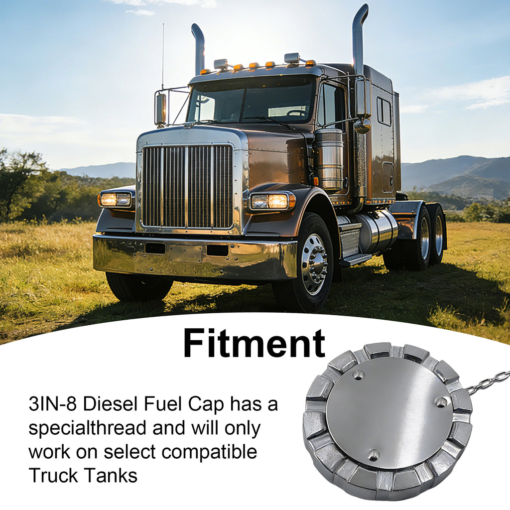 Fuel Tank Cap — Diesel Push-Turn, Chrome with Chain (PL-L1A)