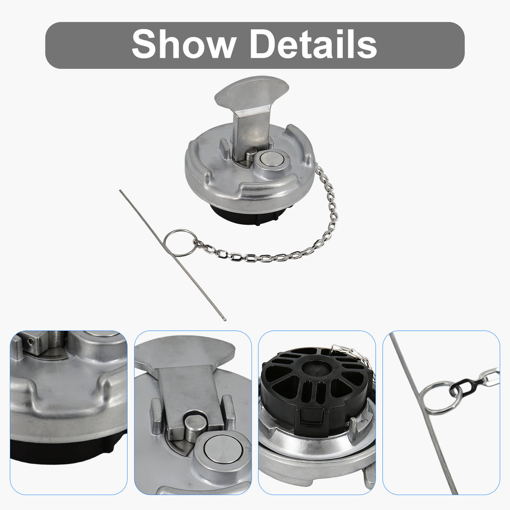 Fuel Tank Cap — Flip-Up Chrome with Chain (PL-L5A)