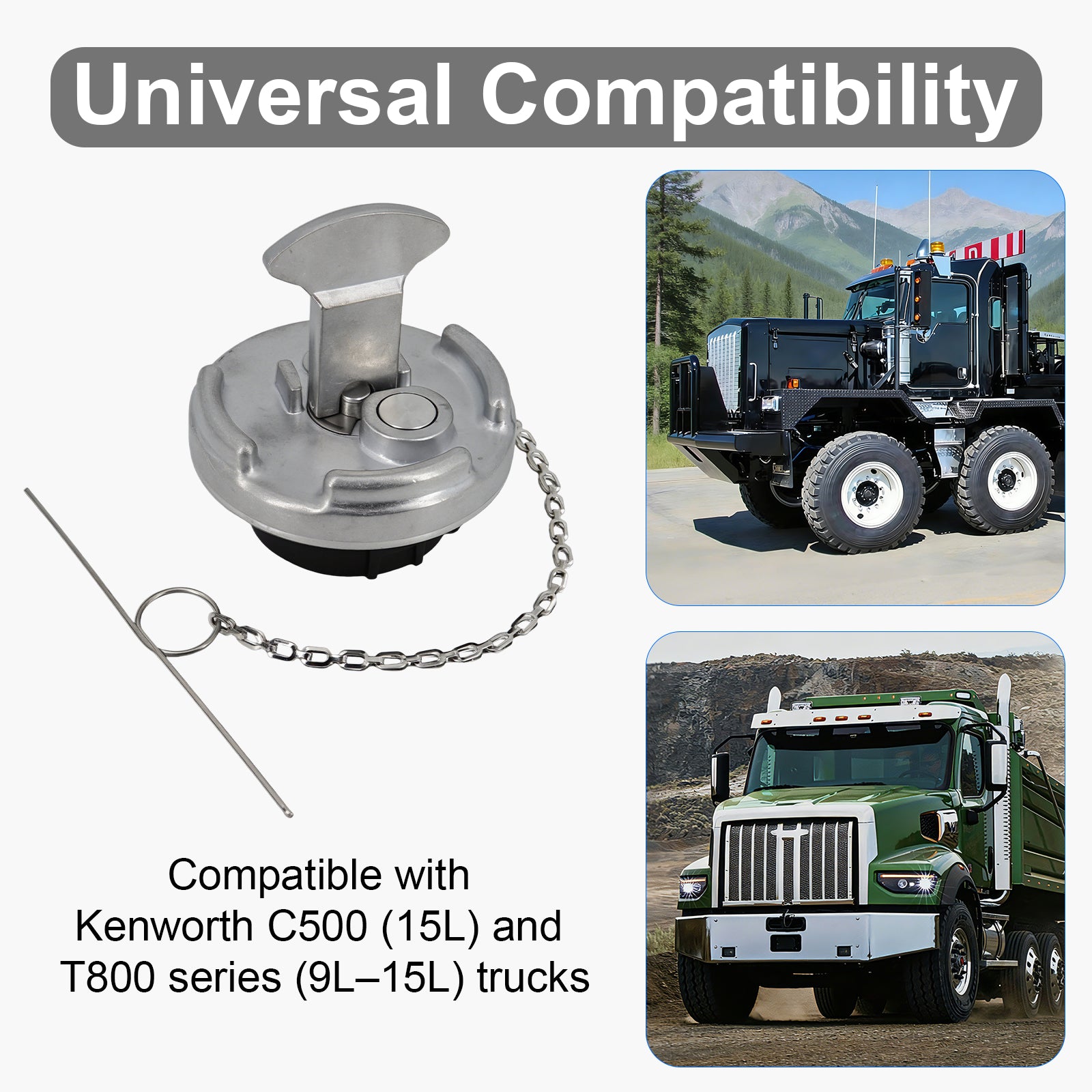 Fuel Tank Cap — Flip-Up Chrome with Chain (PL-L5A)