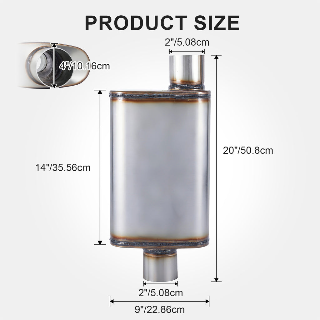 Chambered Performance Muffler – Offset-In / Offset-Out (Same Side) – 2", 2.25", 2.5", 3" (C Series)