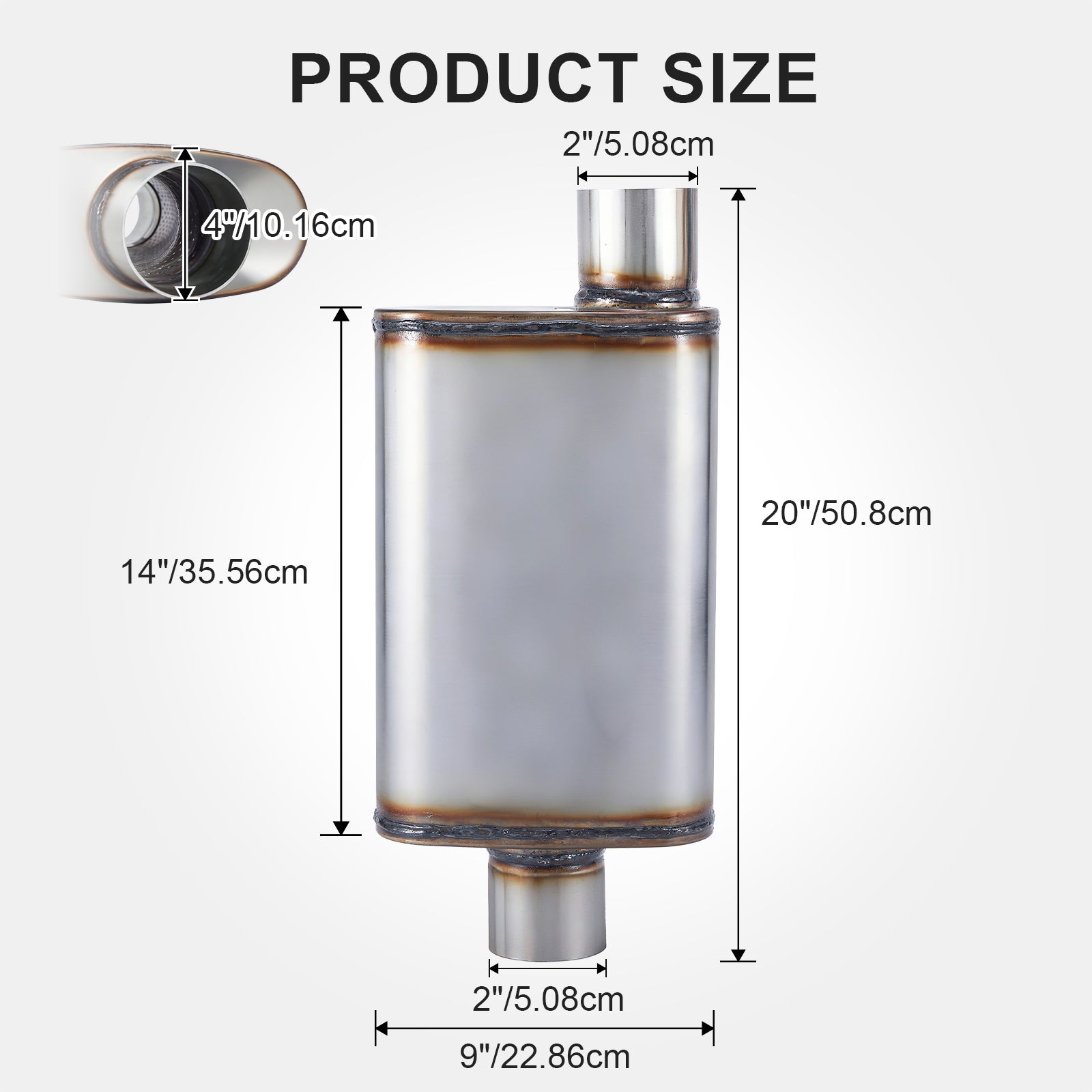 Chambered Performance Muffler – Offset-In / Offset-Out (Same Side) – 2", 2.25", 2.5", 3" (C Series)