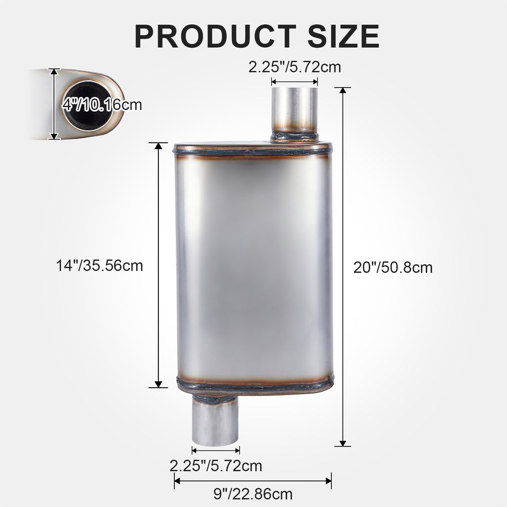 Chambered Performance Muffler – Offset-In / Offset-Out (Diagonal Corners) – 2.25", 2.5", 3" (C Series)