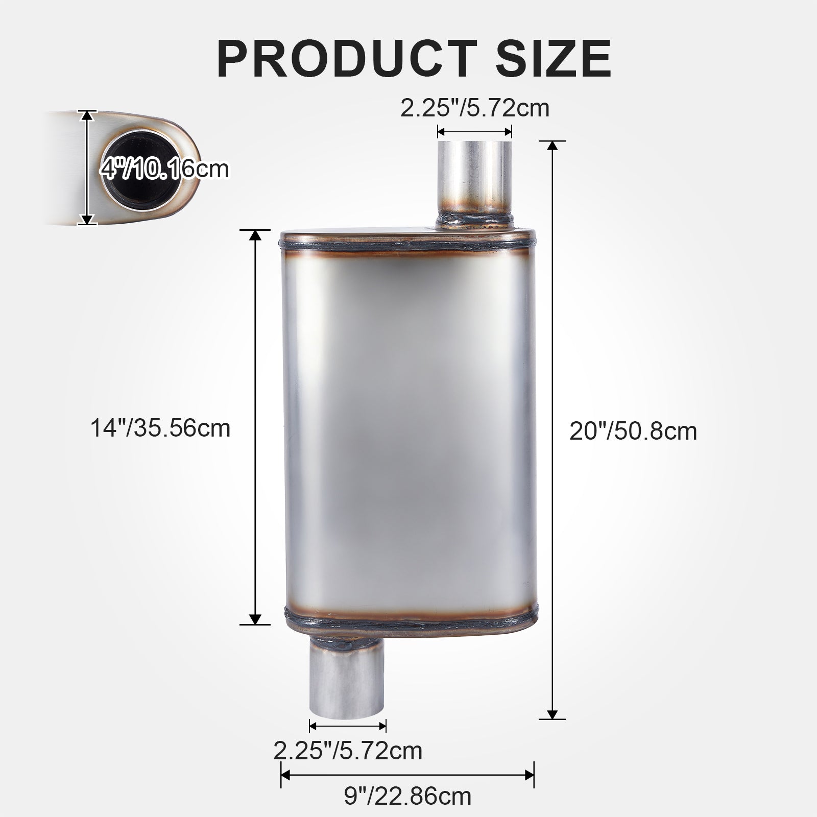 Chambered Performance Muffler – Offset-In / Offset-Out (Diagonal Corners) – 2.25", 2.5", 3" (C Series)