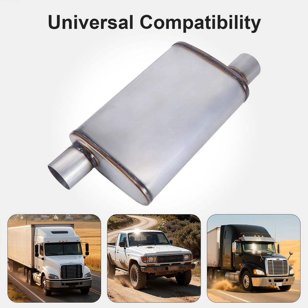 Chambered Performance Muffler – Offset-In / Offset-Out (Diagonal Corners) – 2.25", 2.5", 3" (C Series)