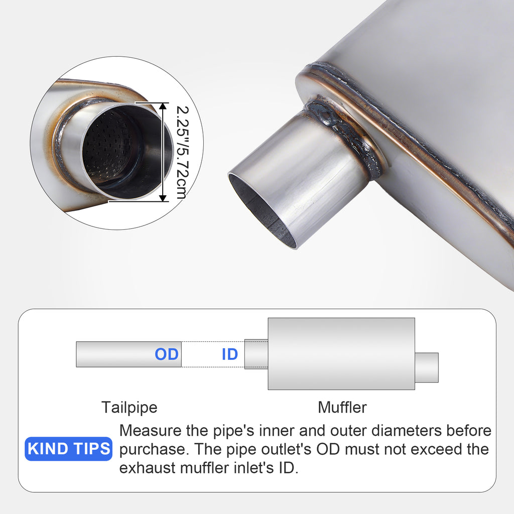 Chambered Performance Muffler – Offset-In / Offset-Out (Diagonal Corners) – 2.25", 2.5", 3" (C Series)
