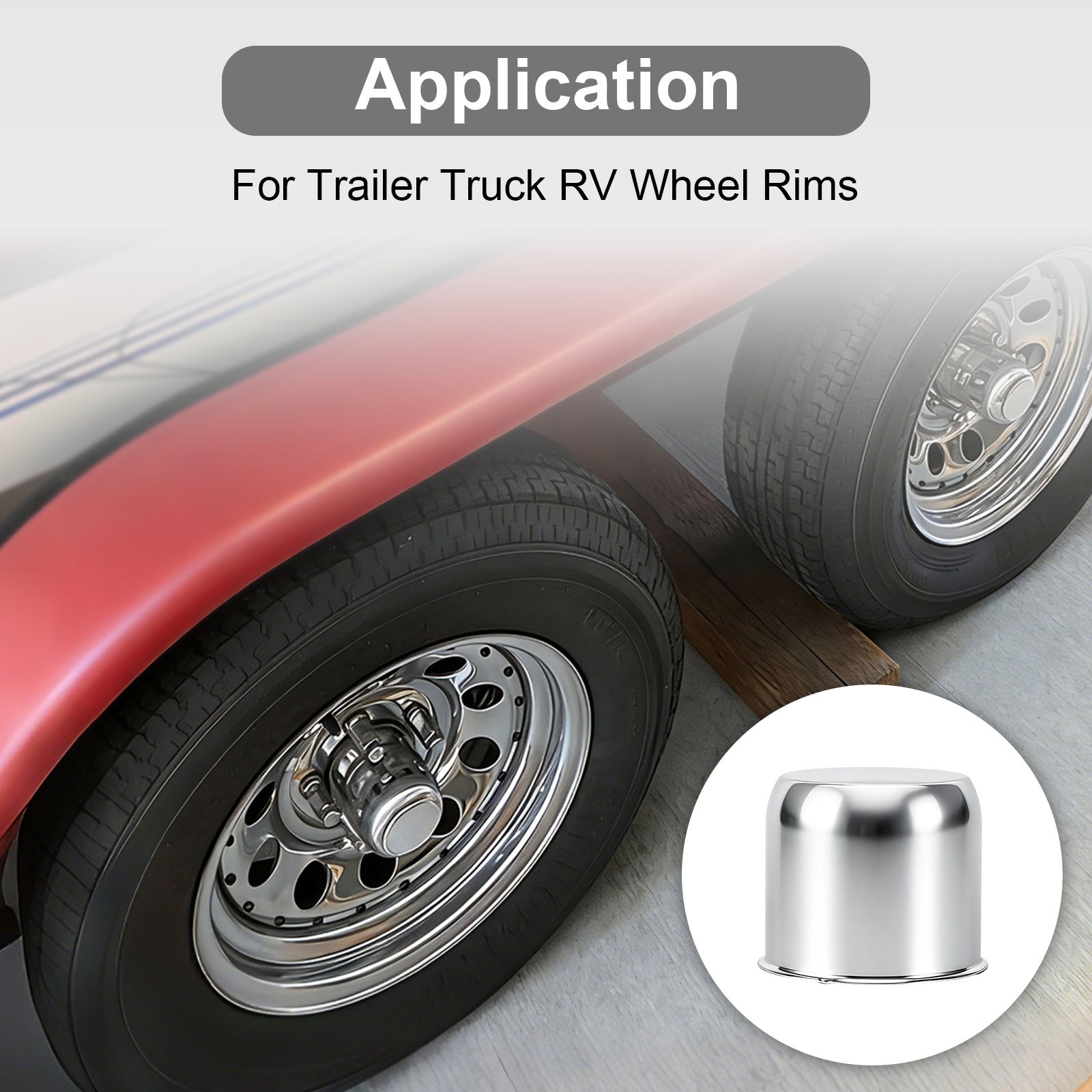 Push-On Axle Nut Cover – Dome Cylinder – 3.66" × 4.25" – Stainless or Black (LT4)