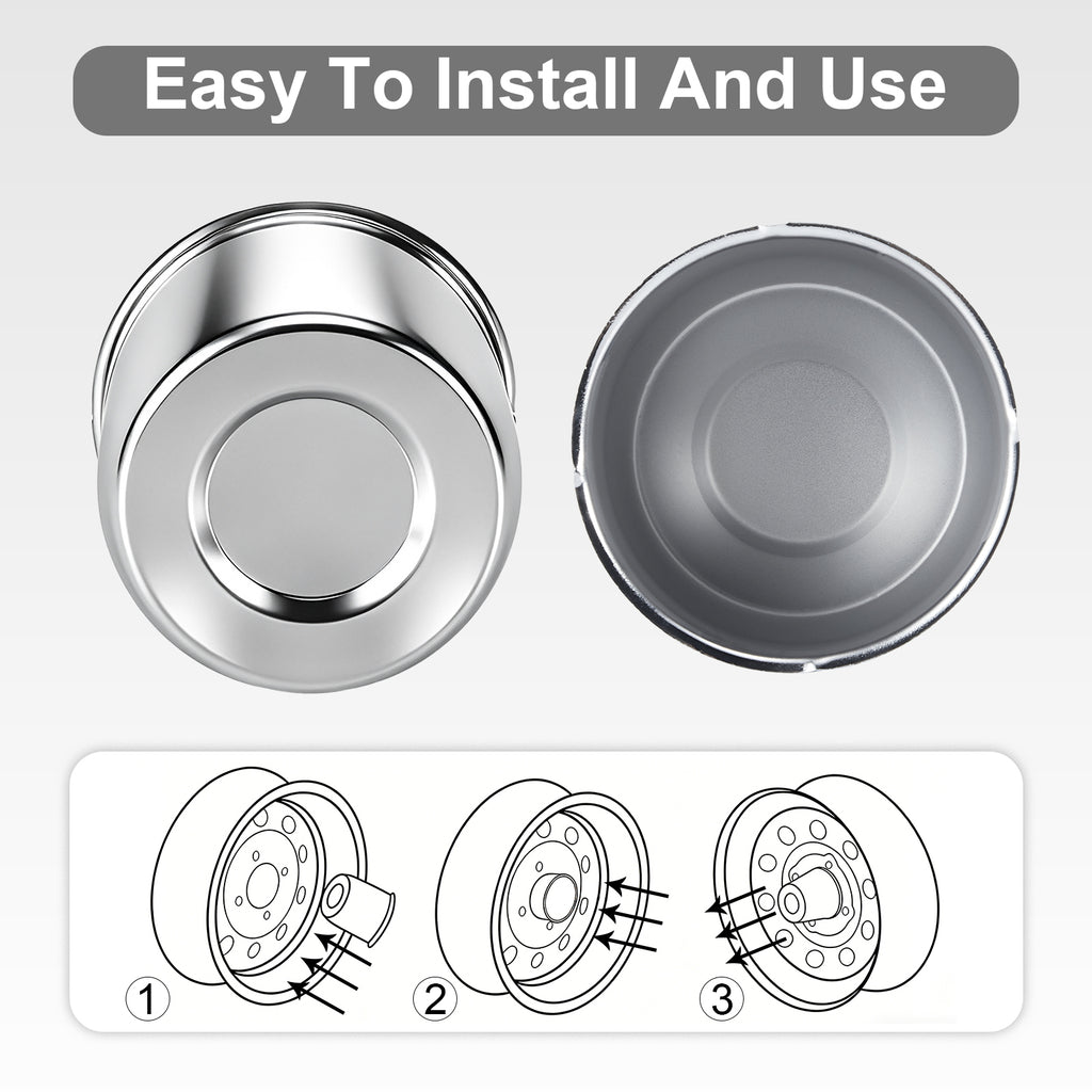 Push-On Axle Nut Cover – Dome Cylinder – 3.66" × 4.25" – Stainless or Black (LT4)