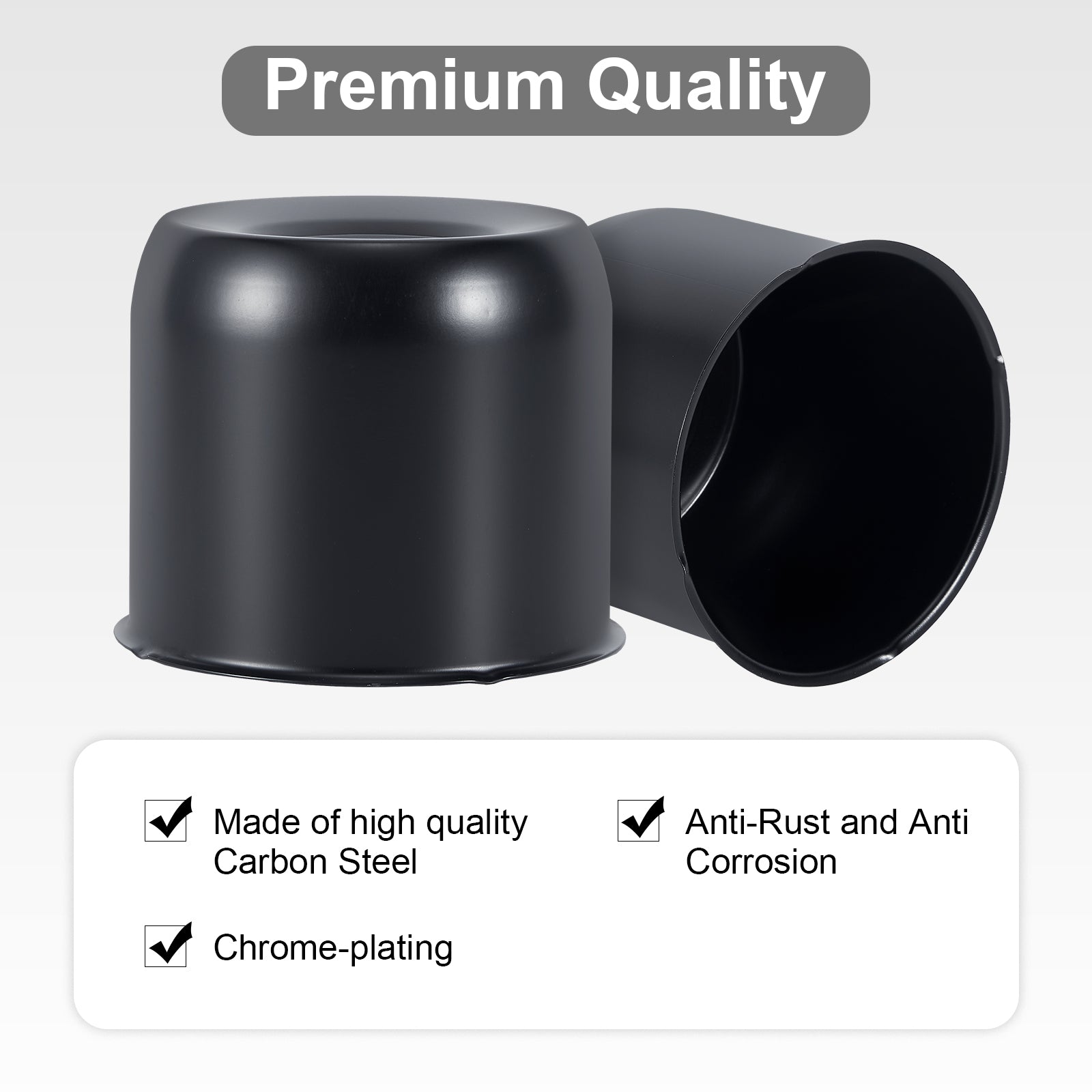 Push-On Axle Nut Cover – Dome Cylinder – 3.66" × 4.25" – Stainless or Black (LT4)