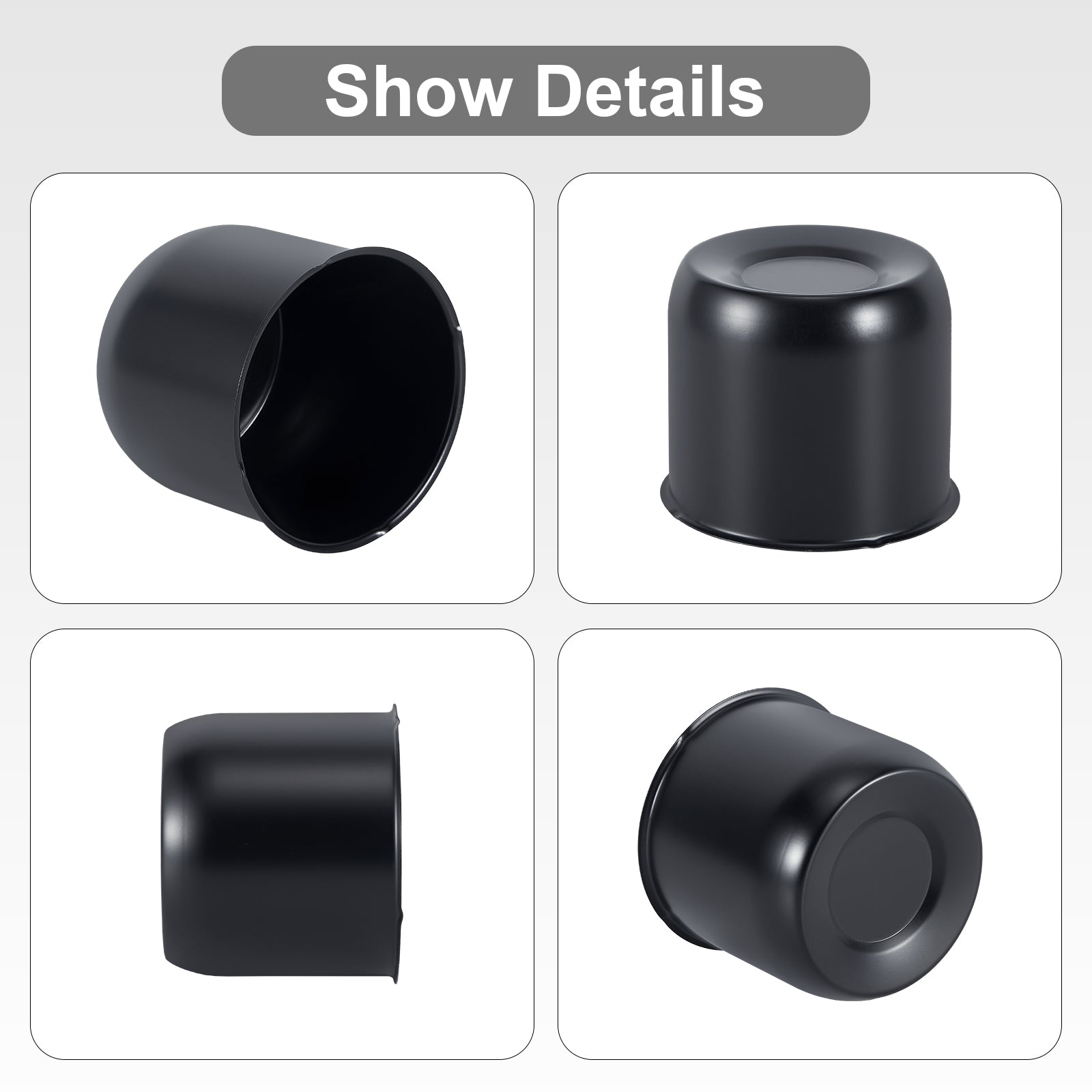 Push-On Axle Nut Cover – Dome Cylinder – 3.66" × 4.25" – Stainless or Black (LT4)