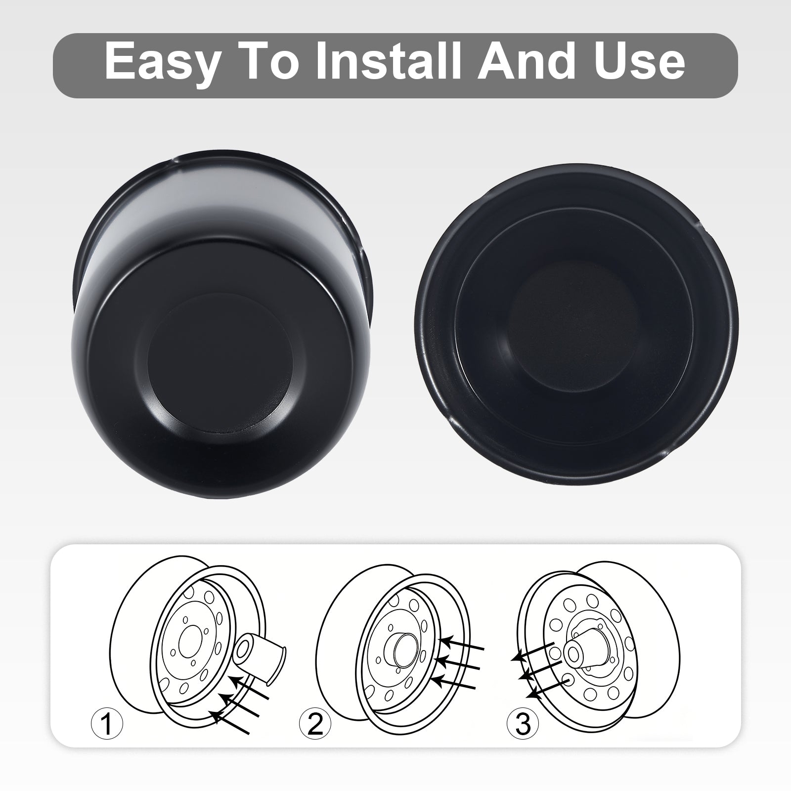Push-On Axle Nut Cover – Dome Cylinder – 3.66" × 4.25" – Stainless or Black (LT4)