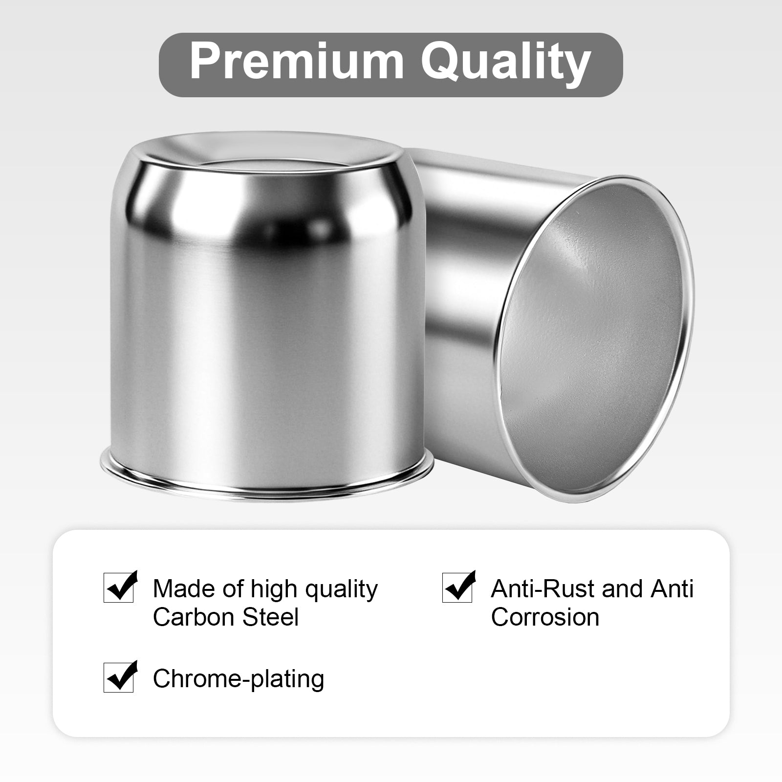 Chrome Push-On Axle Nut Cover – Cylindrical Dome – 4.33" × 4.25" (LT10)